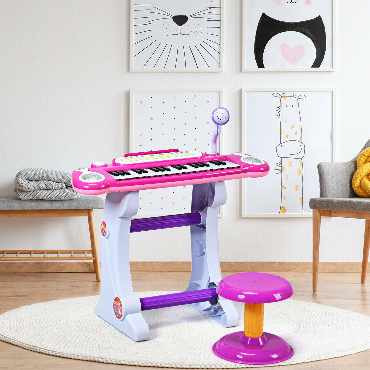 37 Key Electronic Keyboard Kids Toy Piano-PinkÂ