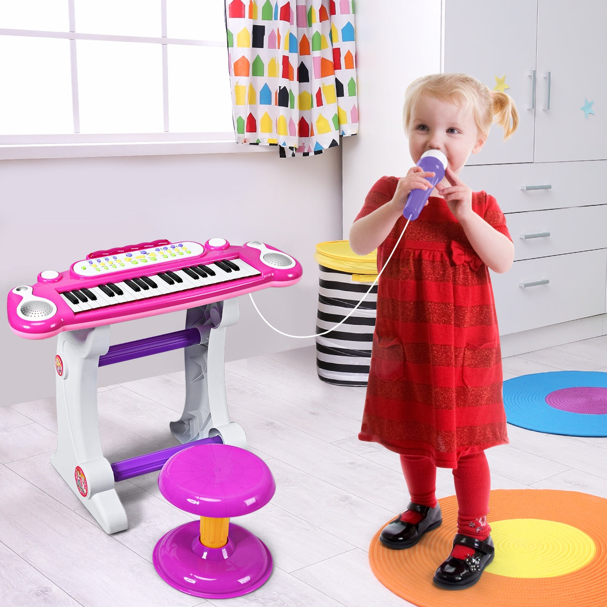 37 Key Electronic Keyboard Kids Toy Piano-PinkÂ