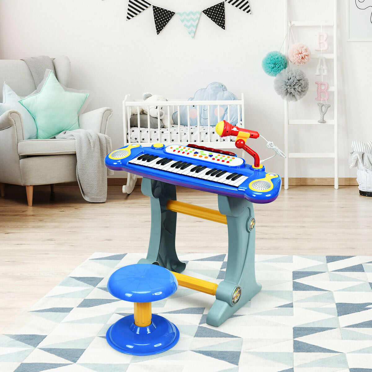 37 Key Electronic Keyboard Kids Toy Piano-BlueÂ