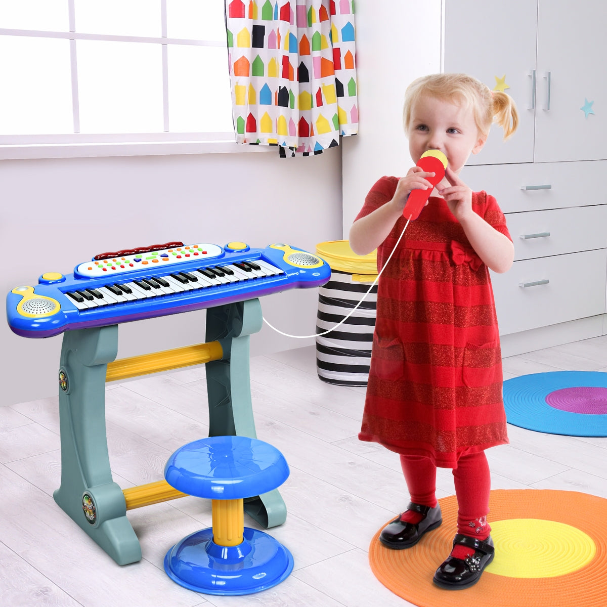37 Key Electronic Keyboard Kids Toy Piano-BlueÂ