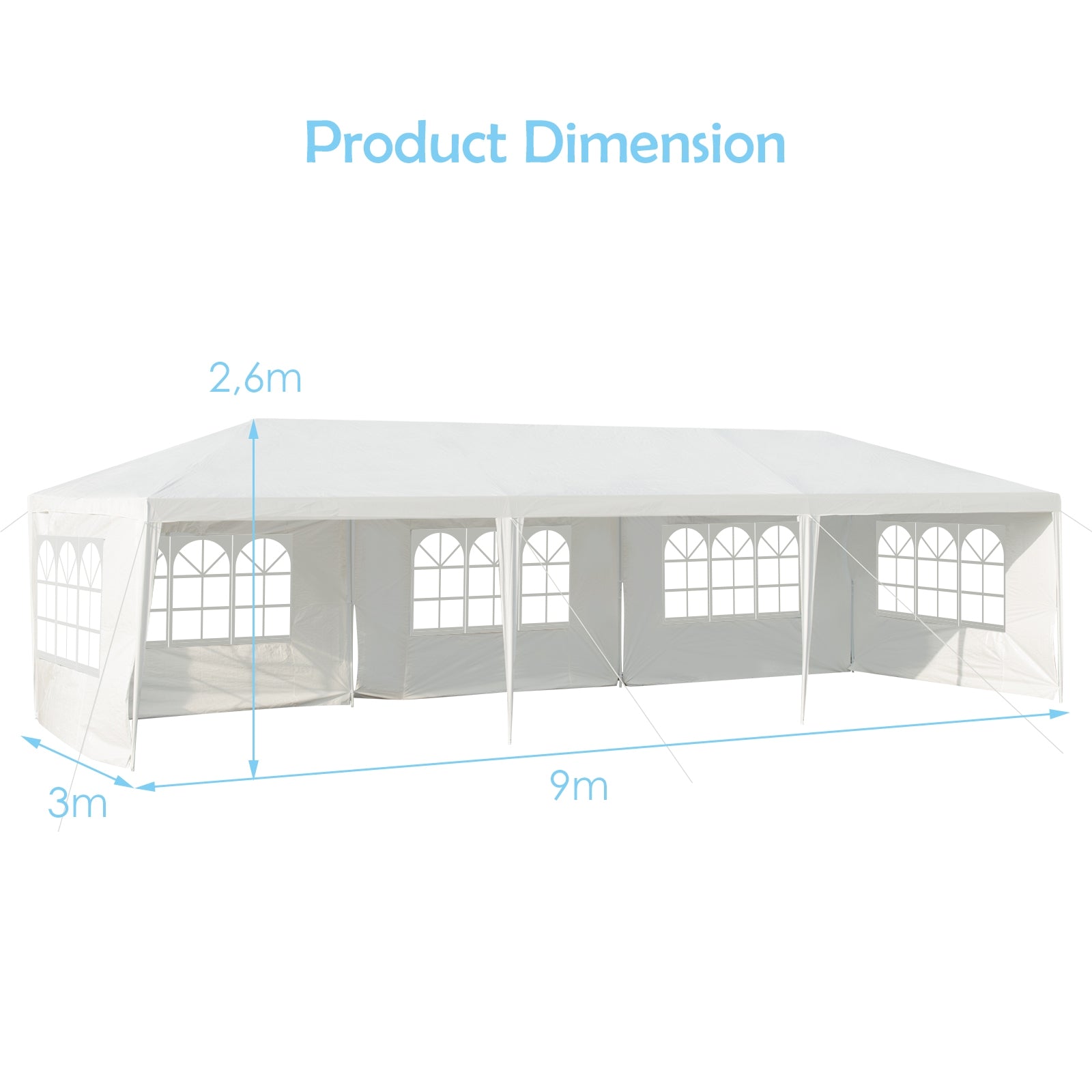 10 x 30 Feet Canopy Tent with 5 Removable Sidewalls for Party WeddingÂ
