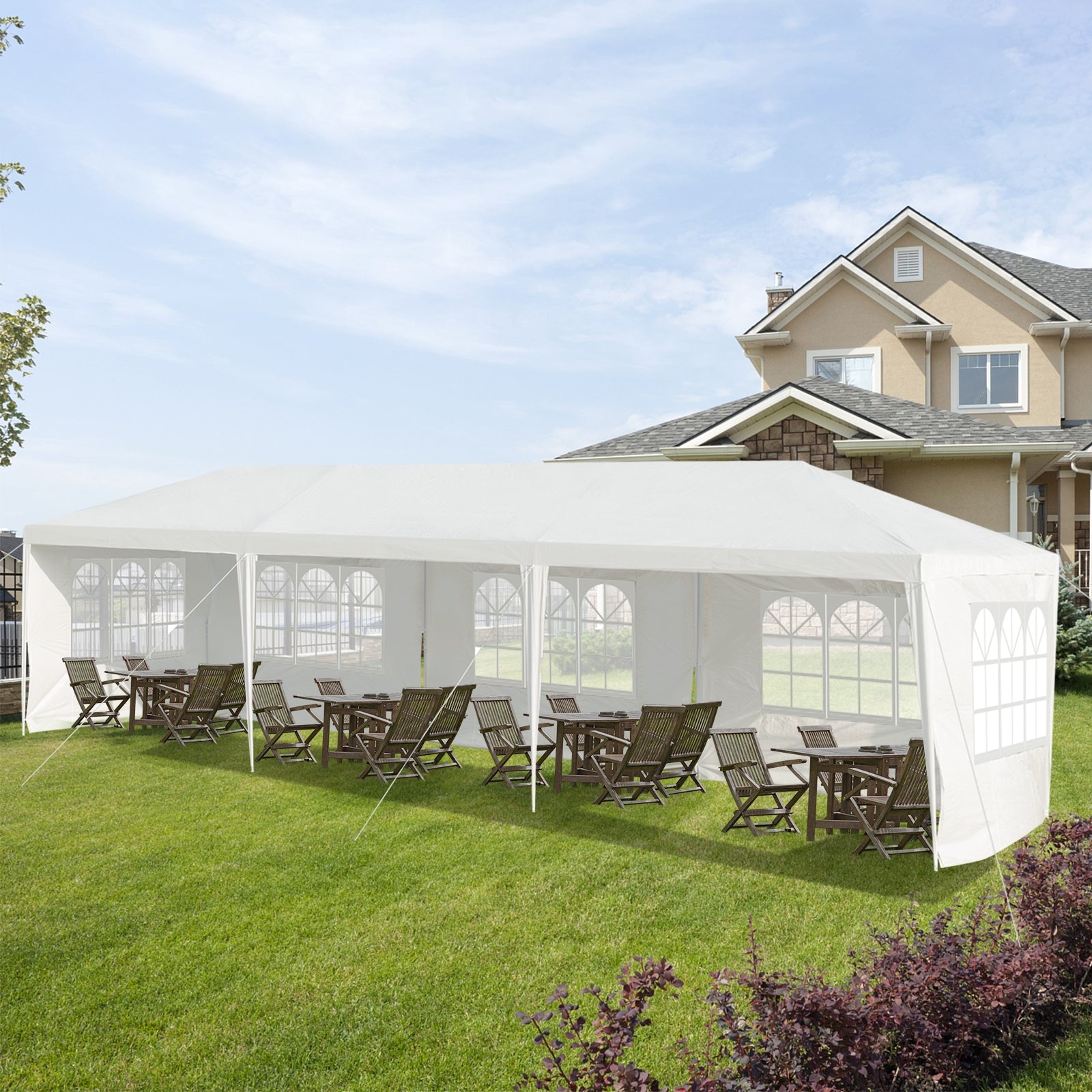 10 x 30 Feet Canopy Tent with 5 Removable Sidewalls for Party WeddingÂ