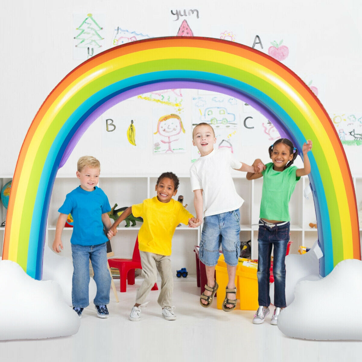Inflatable Rainbow Sprinkler Backyard Games Outside Water Toy YardÂ