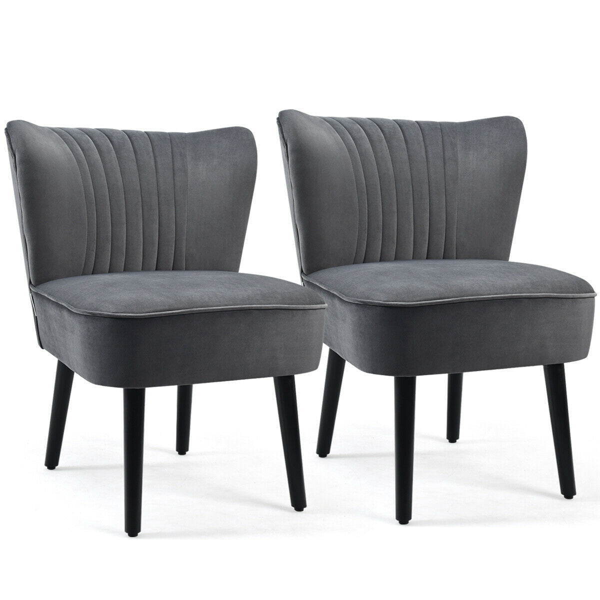 Set of 2 Armless Upholstered Leisure Accent Chair-GrayÂ