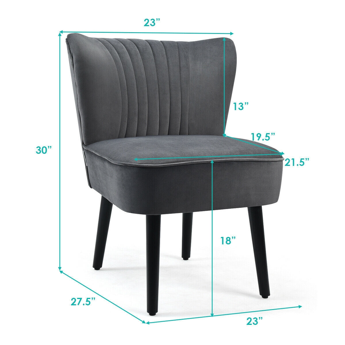Set of 2 Armless Upholstered Leisure Accent Chair-GrayÂ