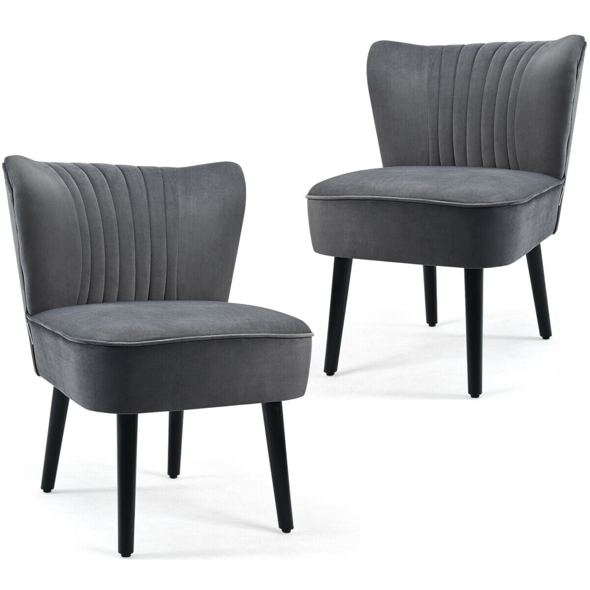 Set of 2 Armless Upholstered Leisure Accent Chair-GrayÂ