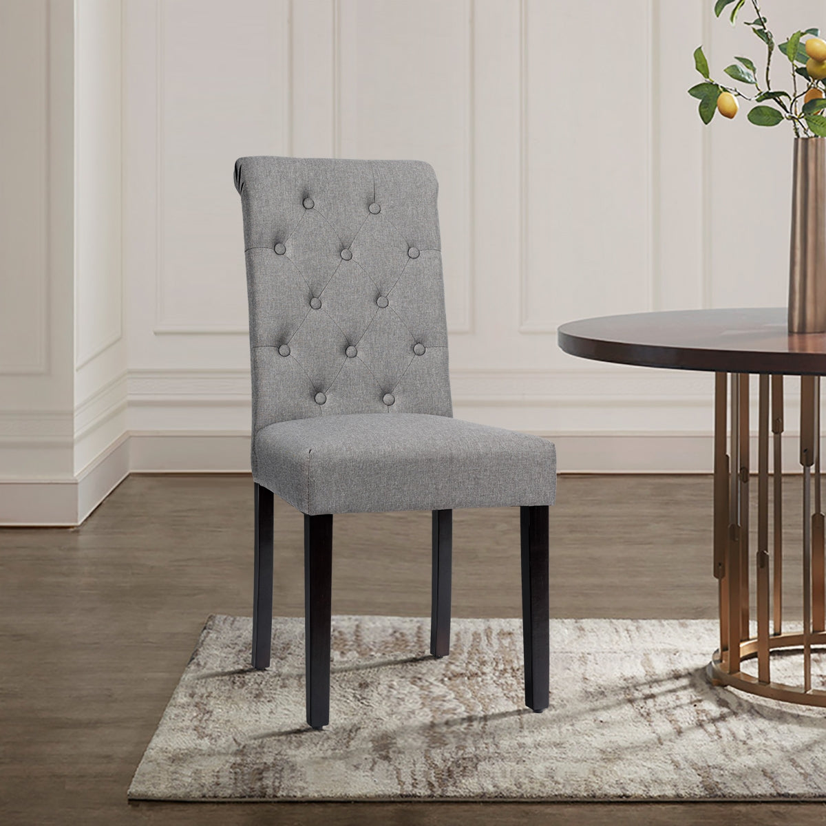 Set of 2 Tufted Dining Chair-GrayÂ