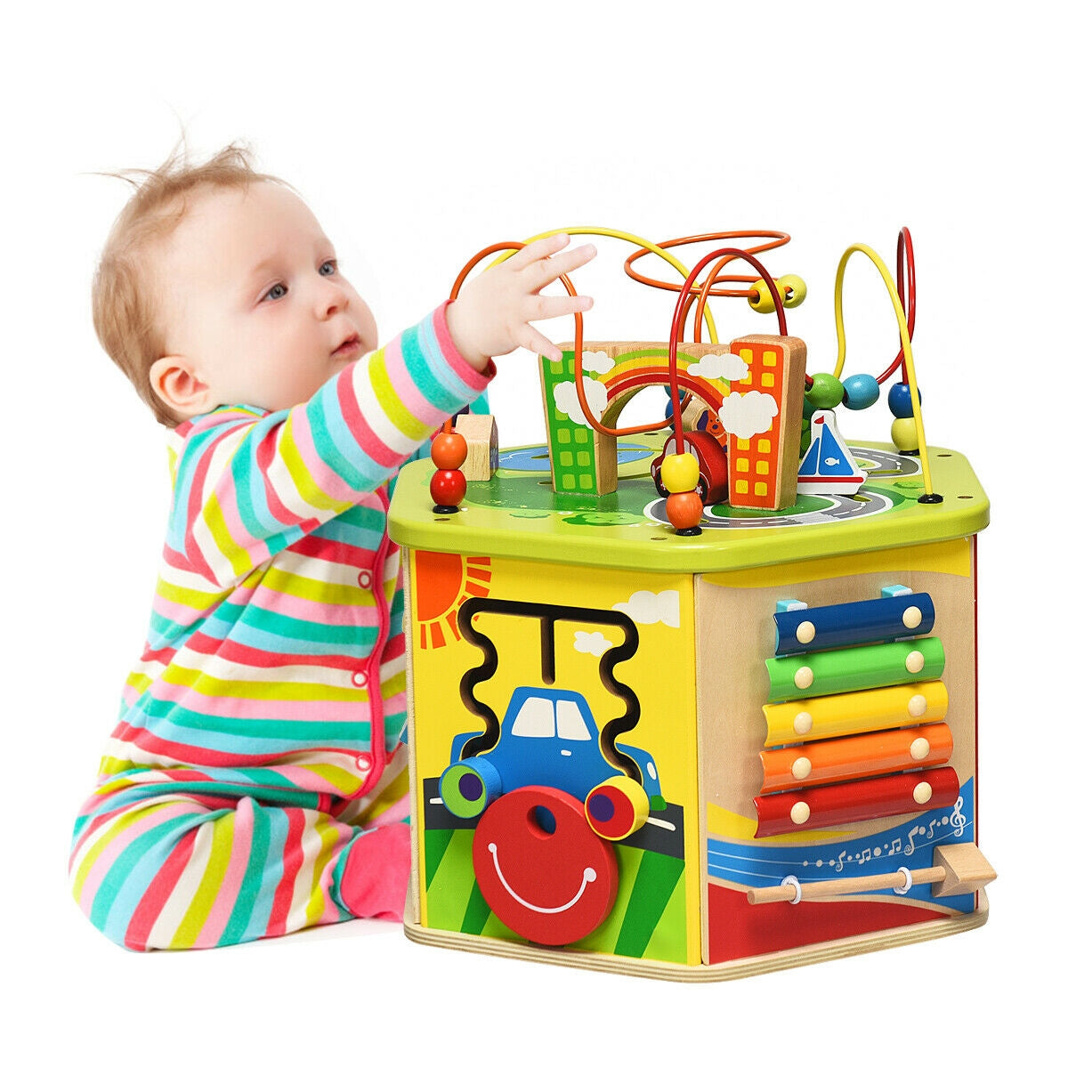 7-in-1 Wooden Activity Cube ToyÂ