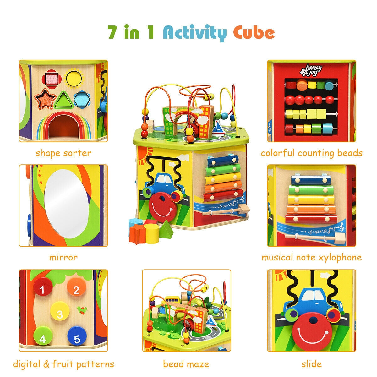 7-in-1 Wooden Activity Cube ToyÂ