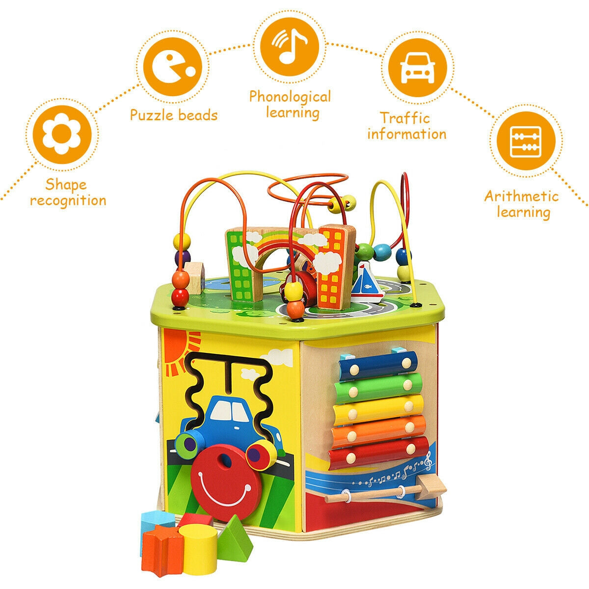 7-in-1 Wooden Activity Cube ToyÂ
