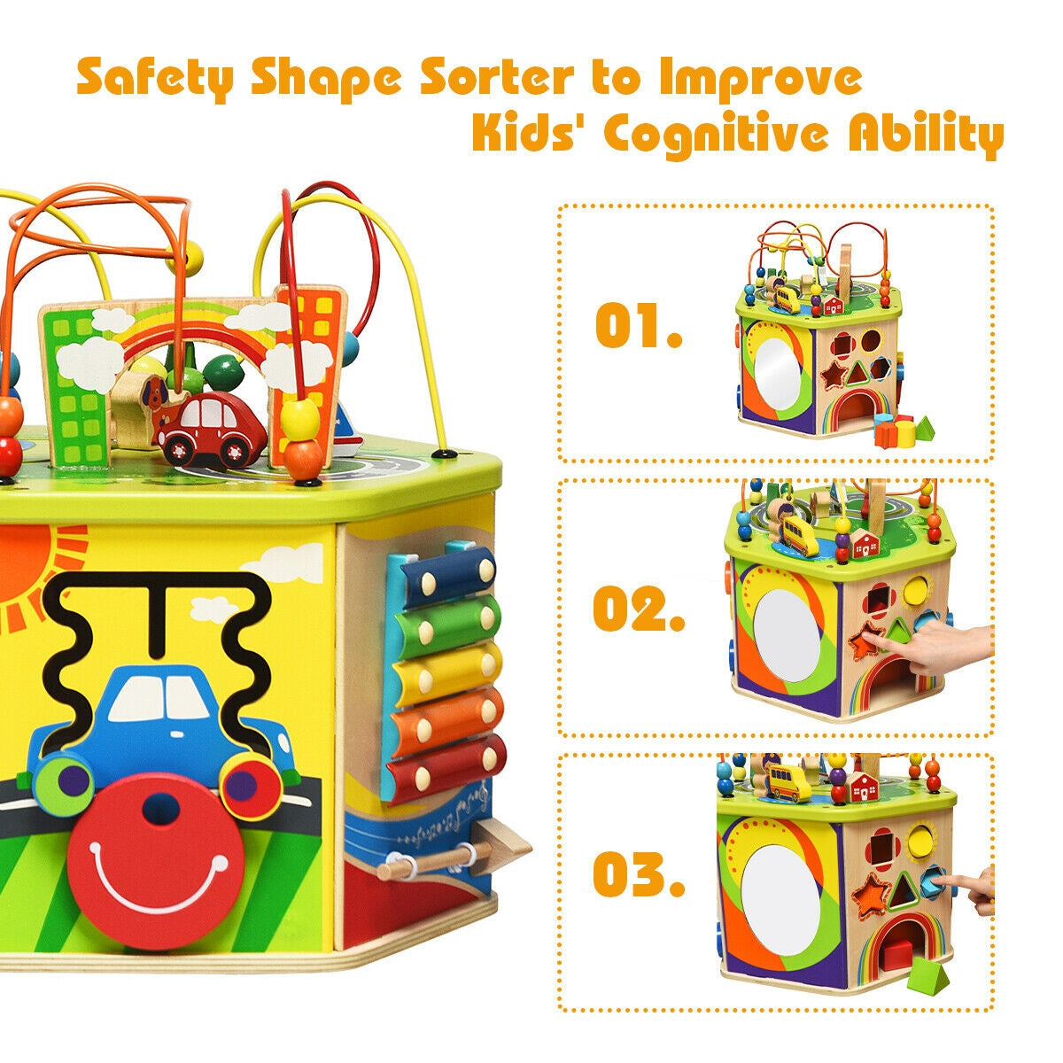 7-in-1 Wooden Activity Cube ToyÂ