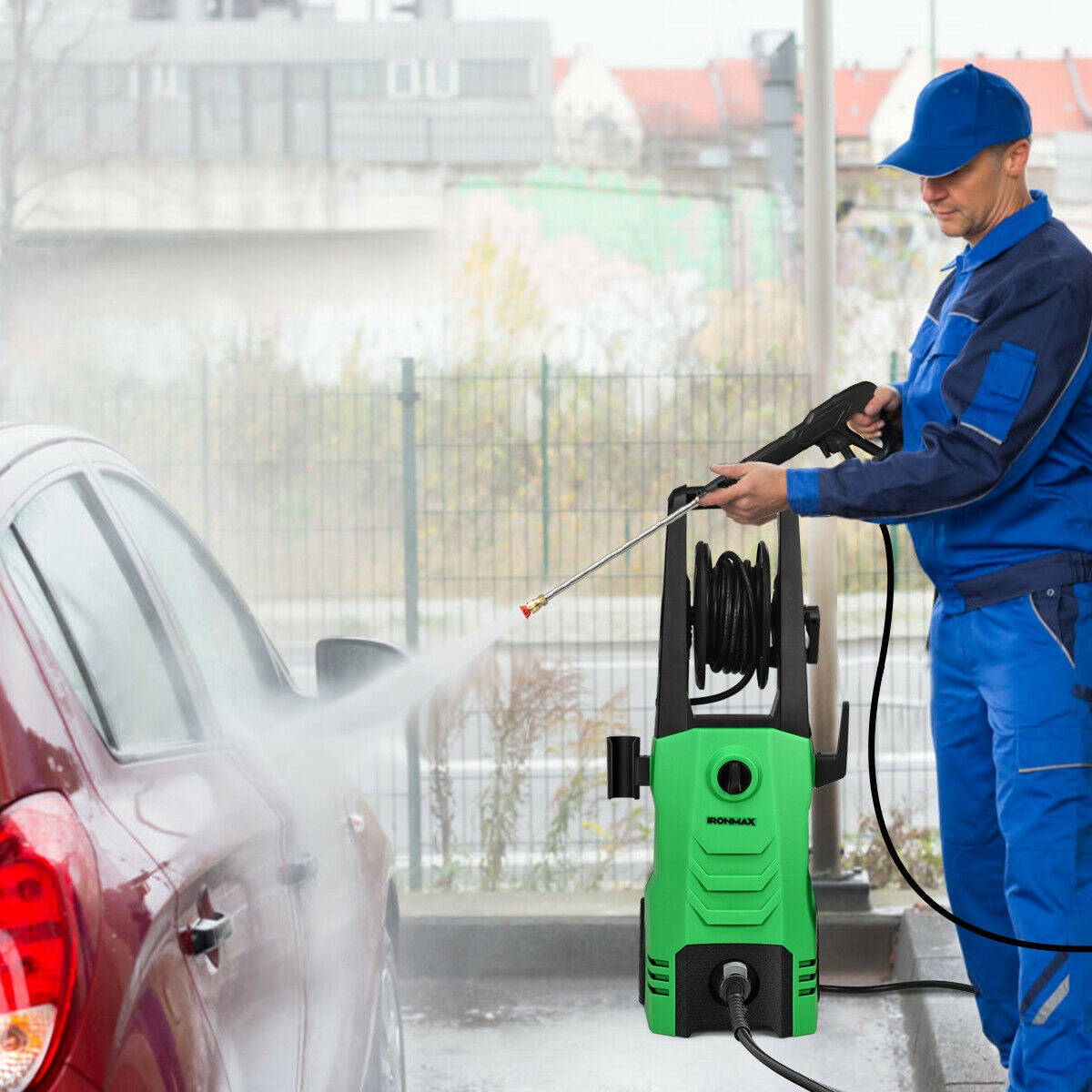 3500PSI Electric Pressure Washer with Wheels-GreenÂ