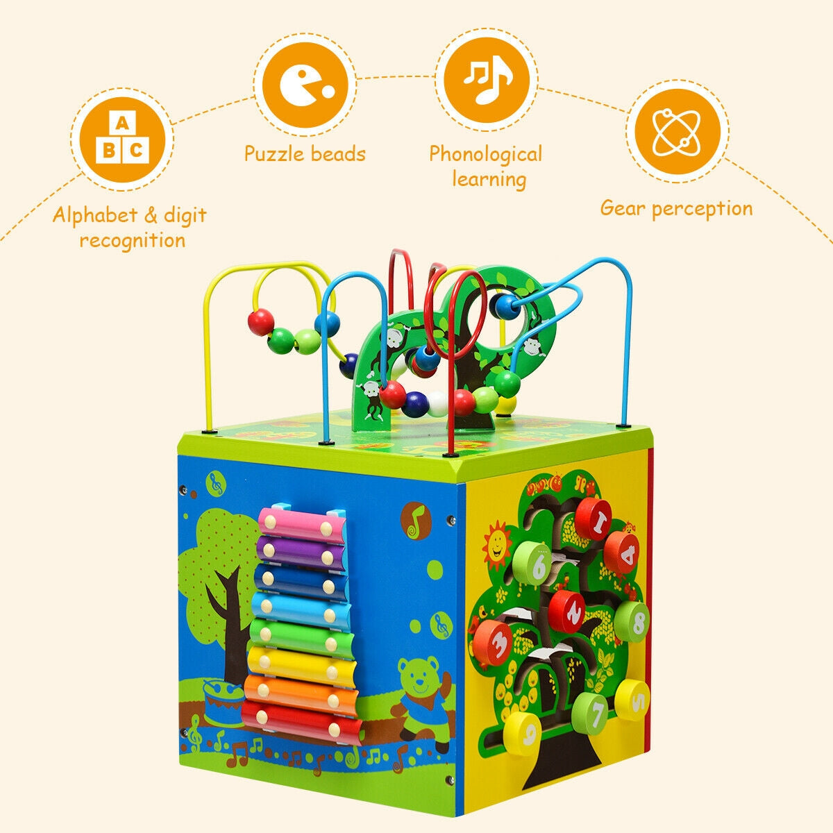 5-in-1 Wooden Activity Cube ToyÂ
