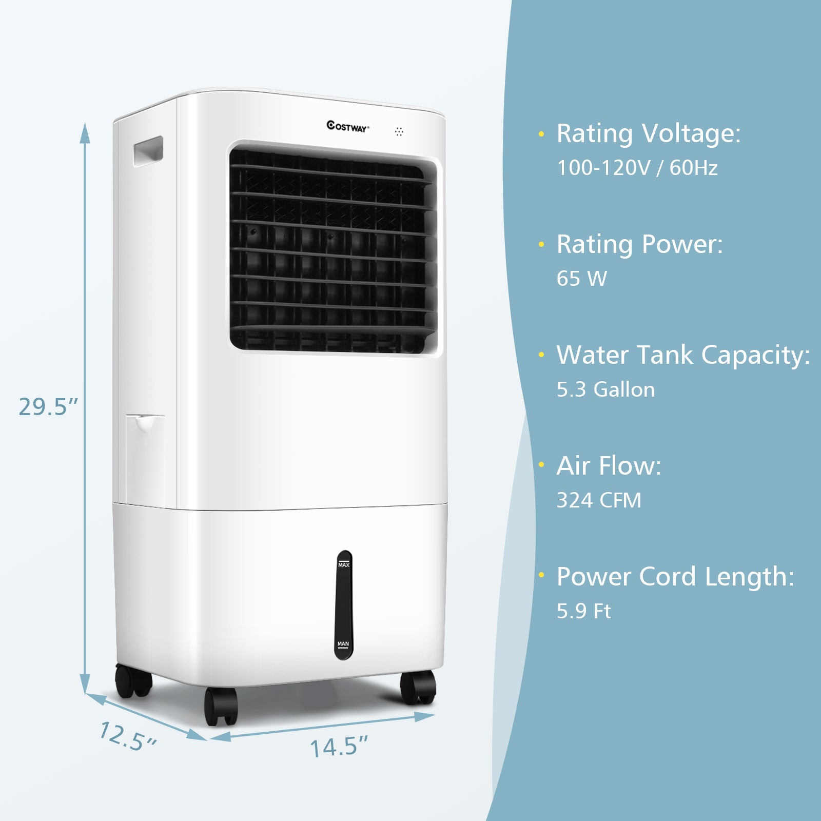 Evaporative Portable Air Cooler Fan with Remote Control-WhiteÂ