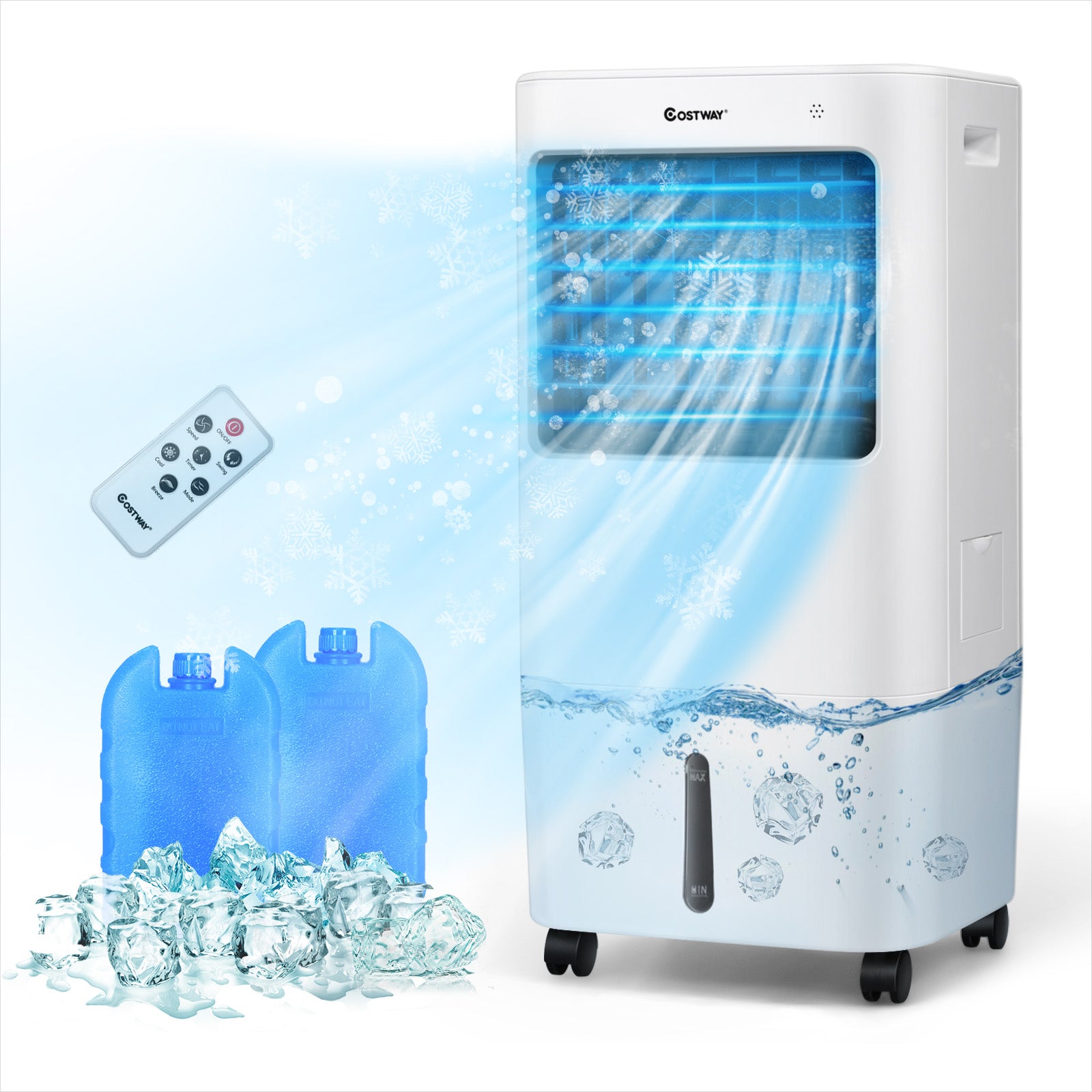 Evaporative Portable Air Cooler Fan with Remote Control-WhiteÂ
