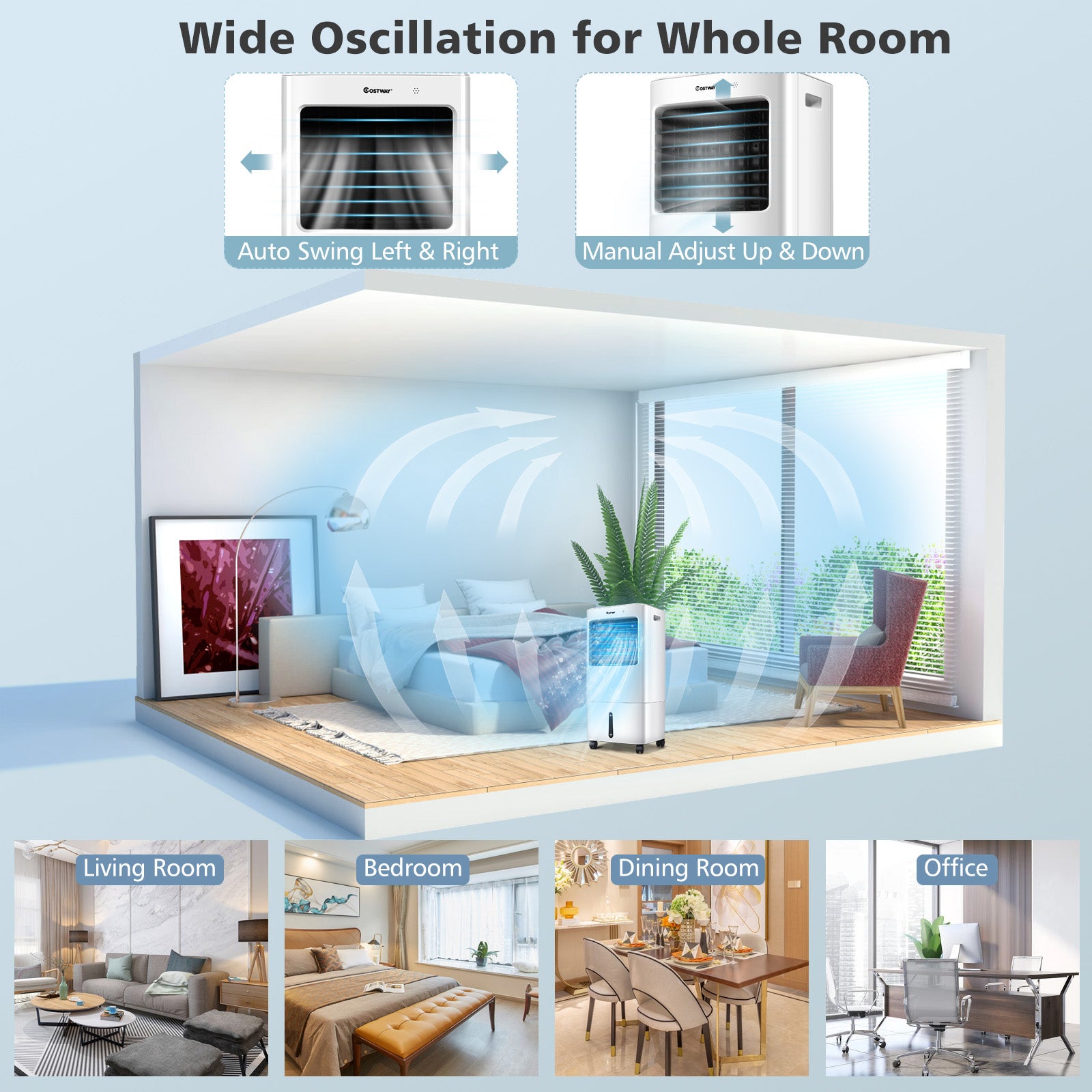 Evaporative Portable Air Cooler Fan with Remote Control-WhiteÂ