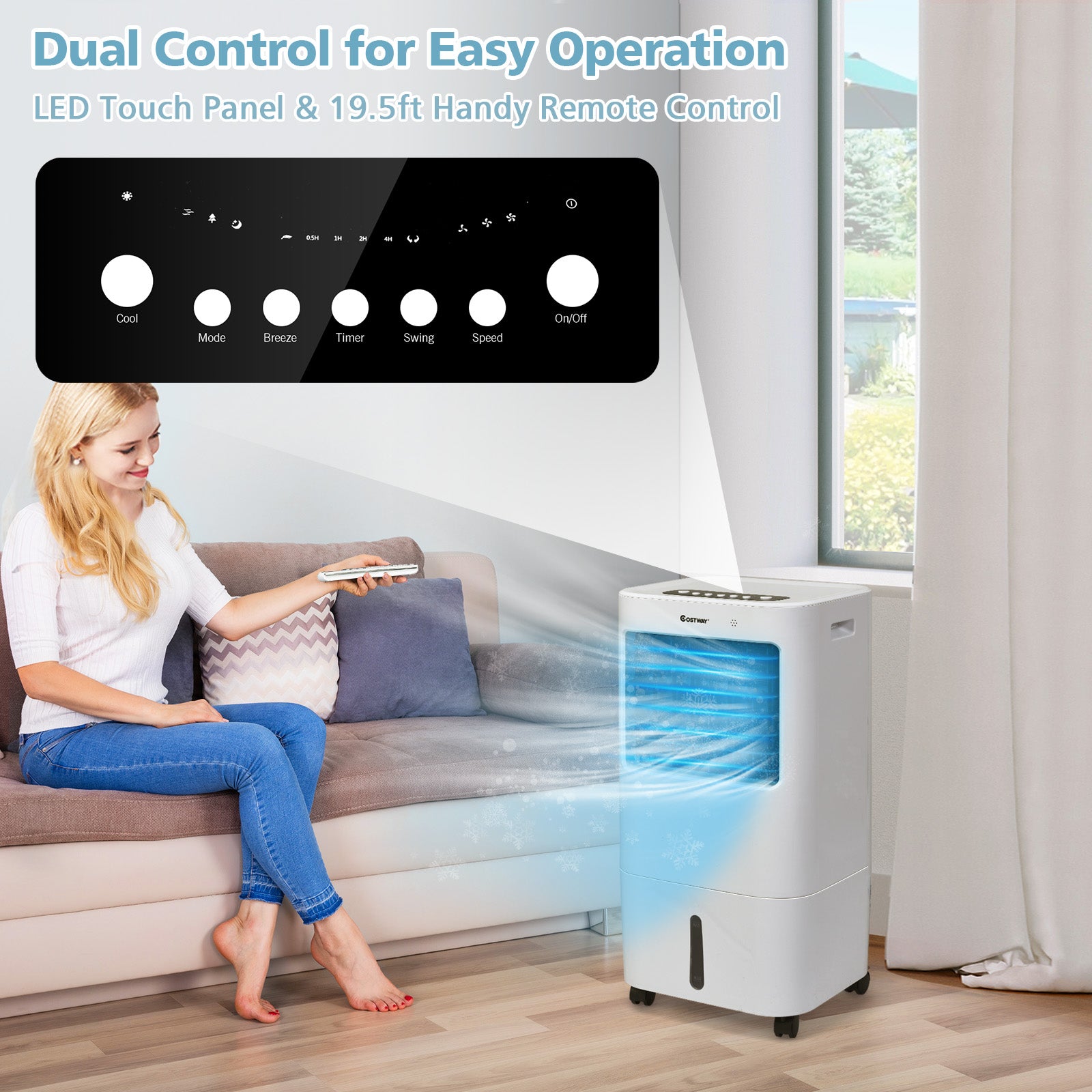 Evaporative Portable Air Cooler Fan with Remote Control-WhiteÂ
