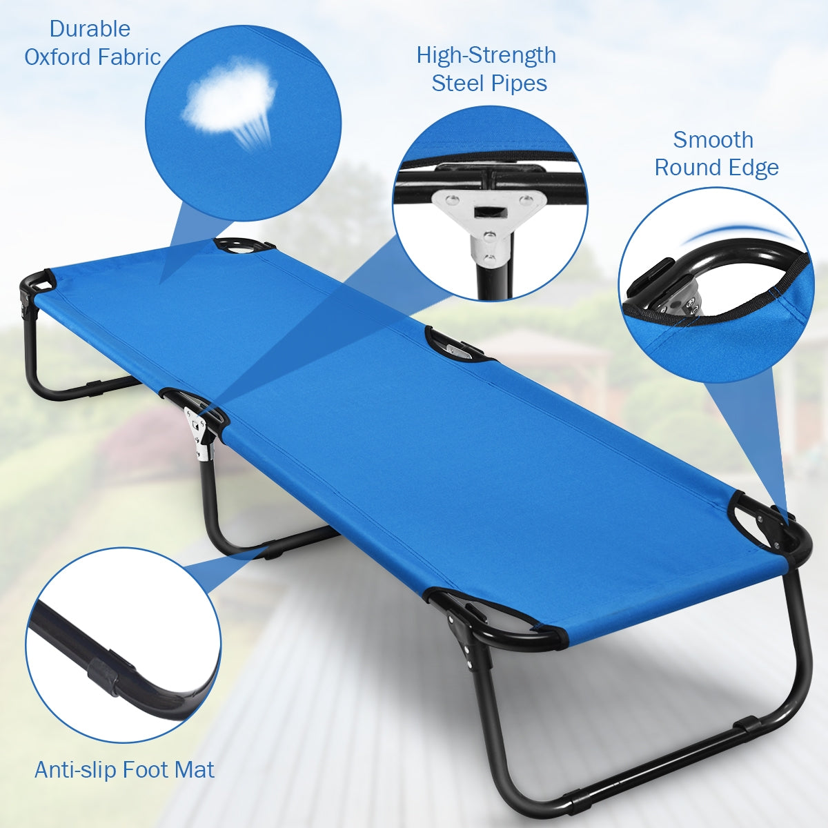 Outdoor Folding Camping Bed for Sleeping Hiking Travel-BlueÂ