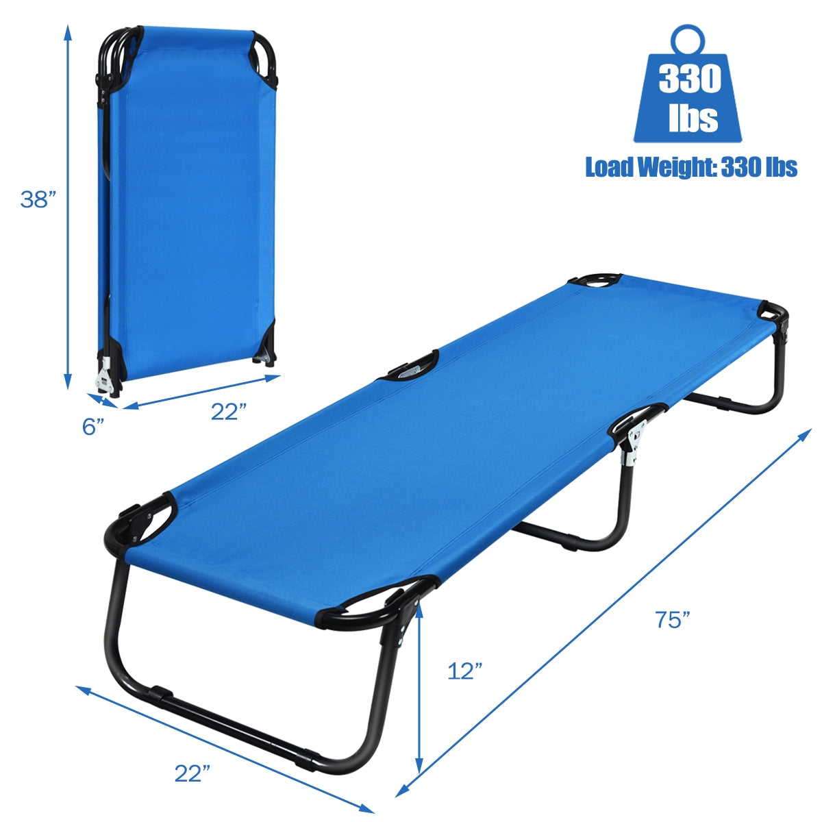 Outdoor Folding Camping Bed for Sleeping Hiking Travel-BlueÂ
