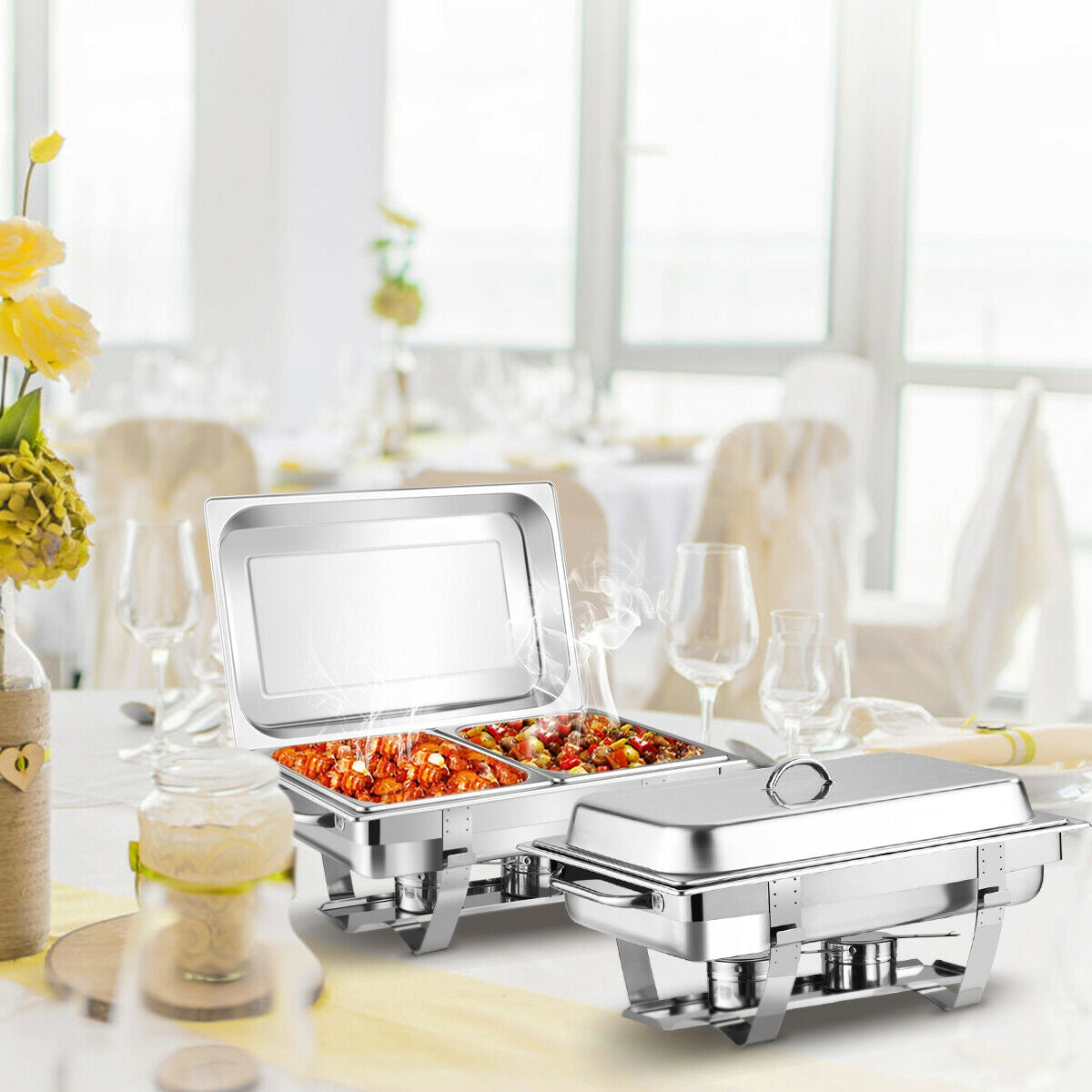 2 Packs Stainless Steel Full-Size Chafing DishÂ