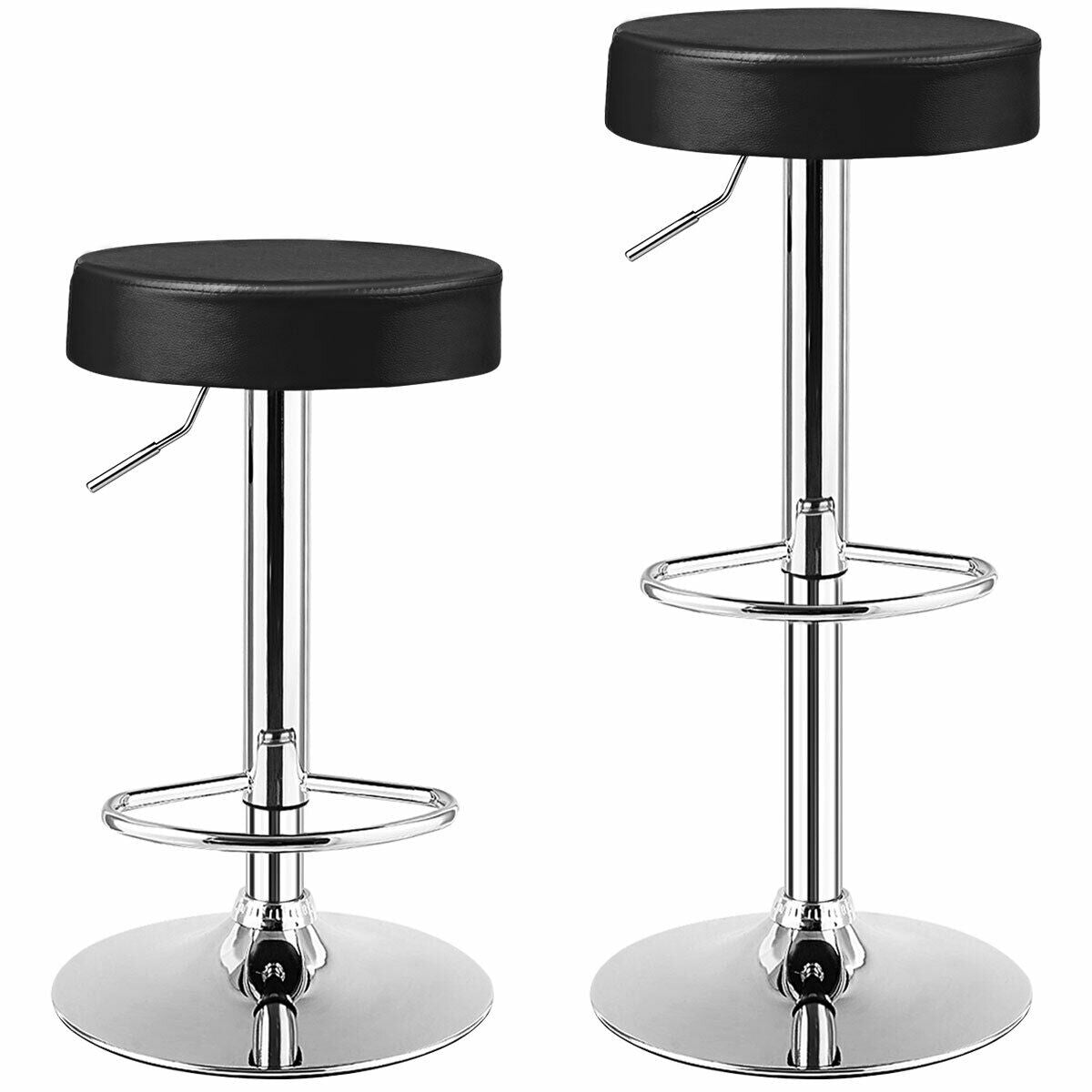 1 PC Round Bar Stool Adjustable Swivel Pub Chair-BlackÂ