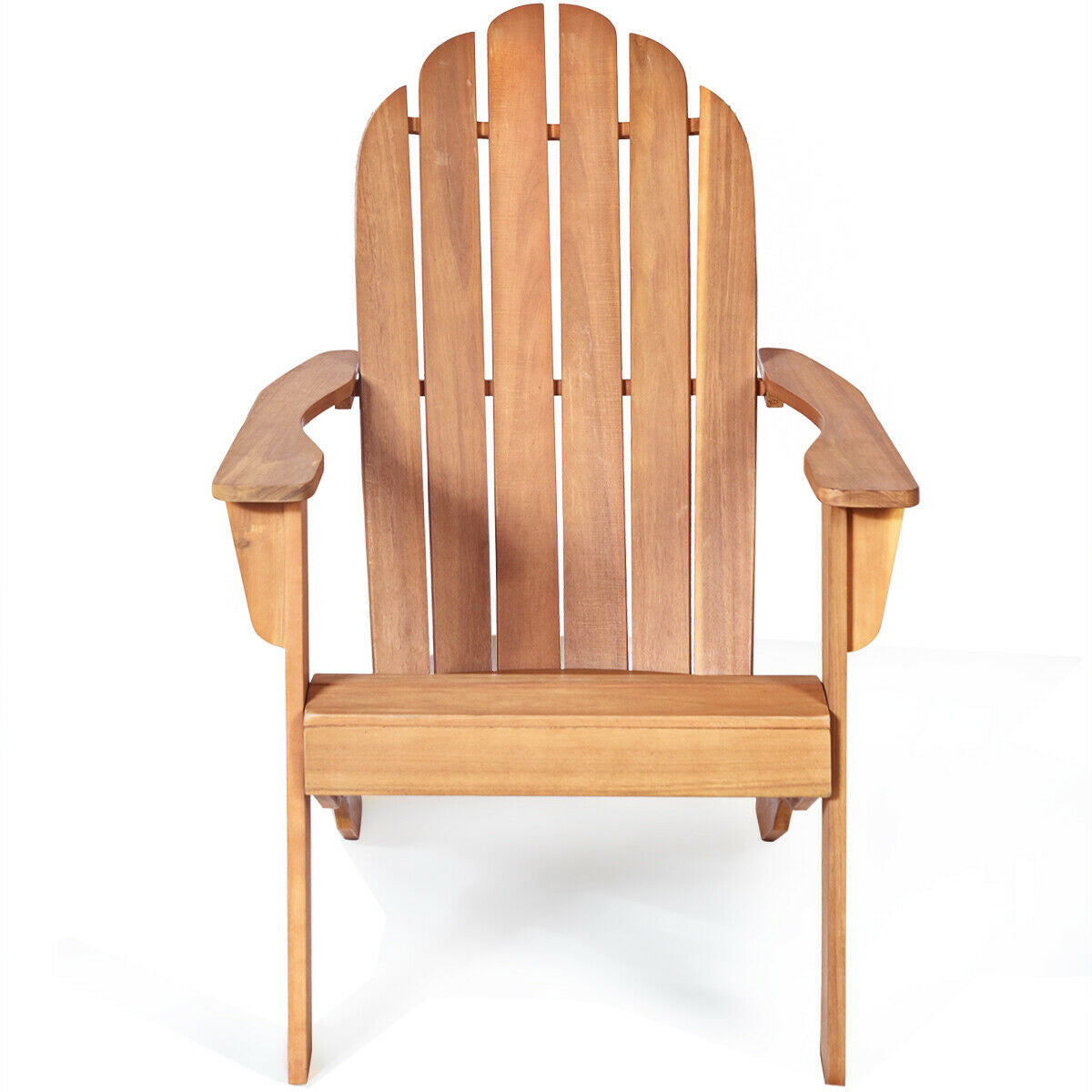 Acacia Wood Outdoor Adirondack Chair with Ergonomic Design-NaturalÂ