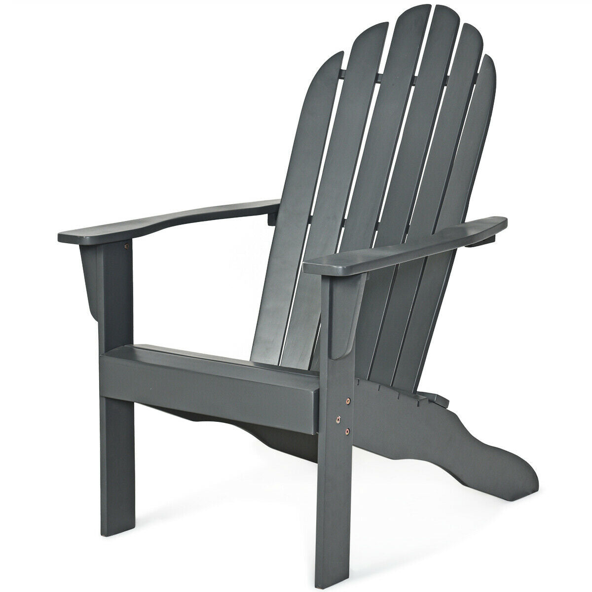 Acacia Wood Outdoor Adirondack Chair with Ergonomic Design-GrayÂ