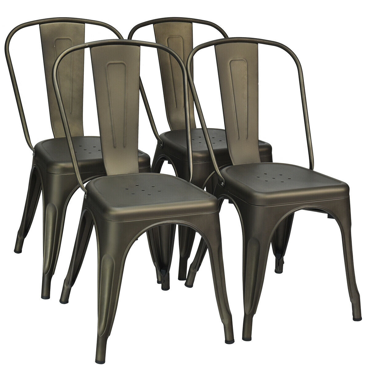 4 Pcs Modern Bar Stools with Removable Back and Rubber Feet-GunÂ