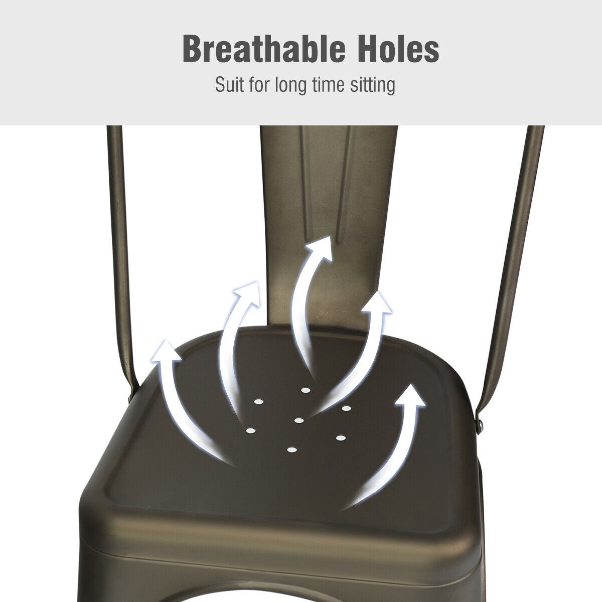 4 Pcs Modern Bar Stools with Removable Back and Rubber Feet-GunÂ