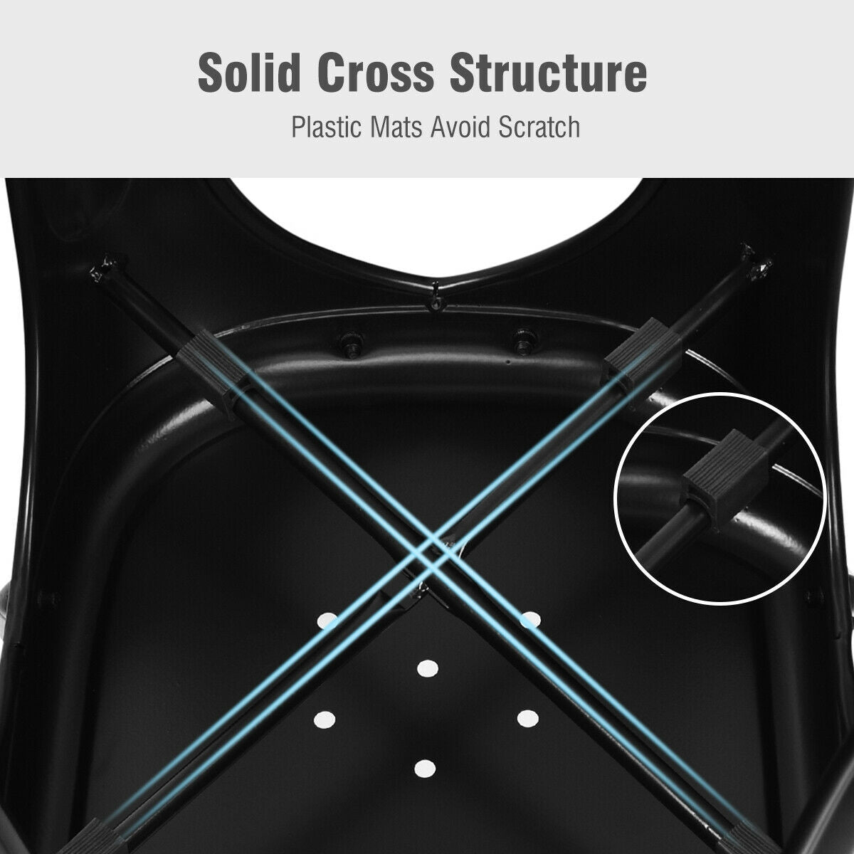 4 Pcs Modern Bar Stools with Removable Back and Rubber Feet-BlackÂ