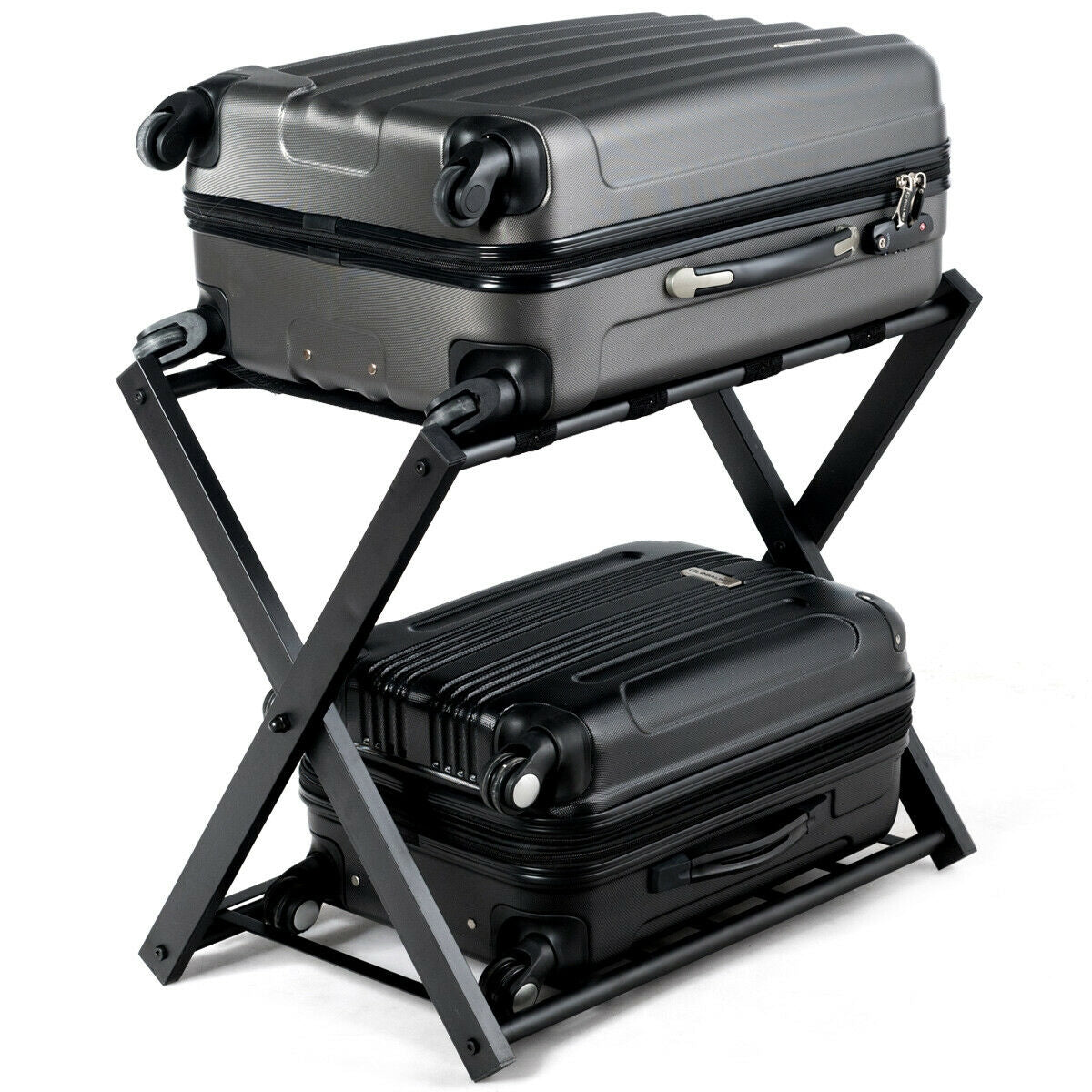 Set of 2 Folding Metal Luggage Rack SuitcaseÂ