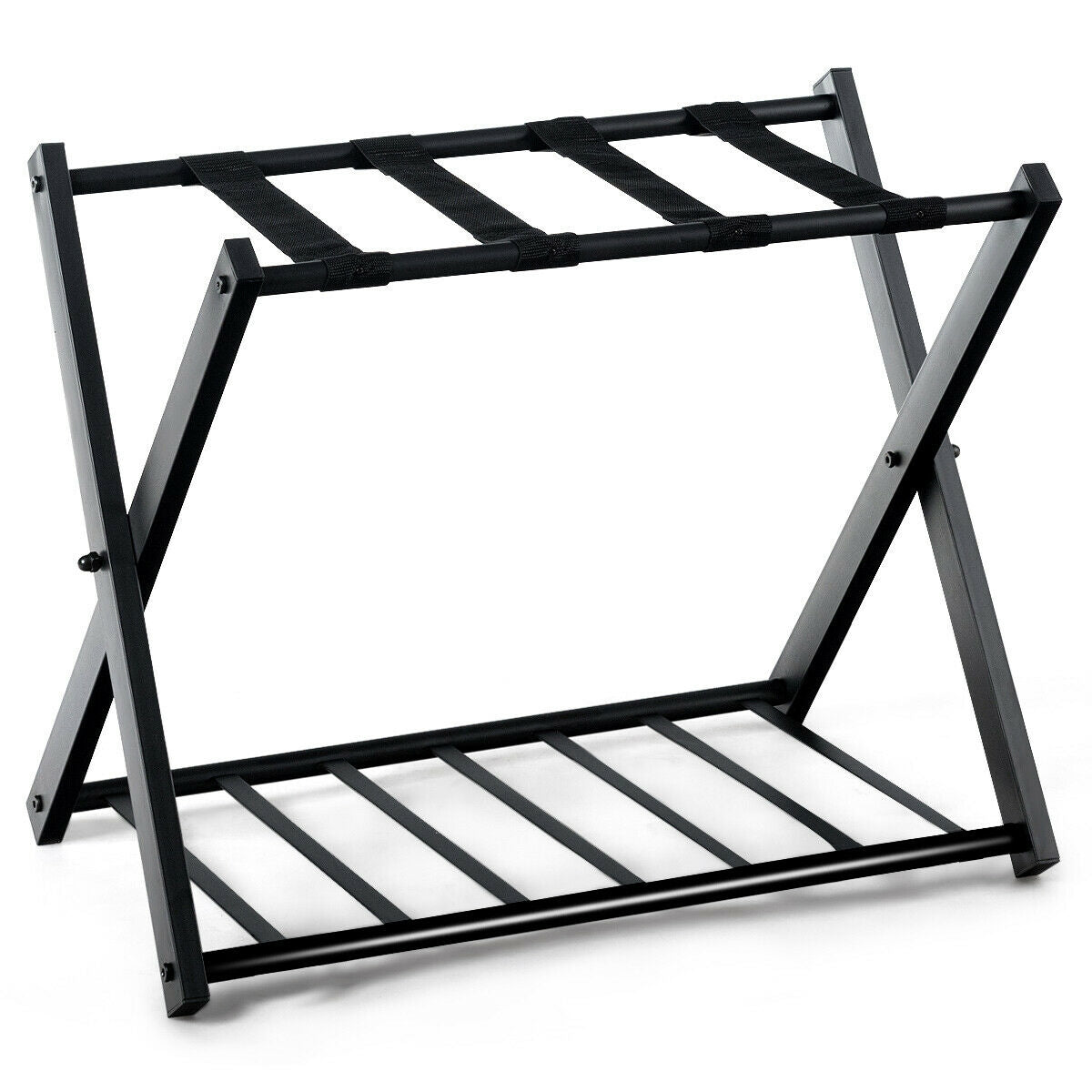 Set of 2 Folding Metal Luggage Rack SuitcaseÂ