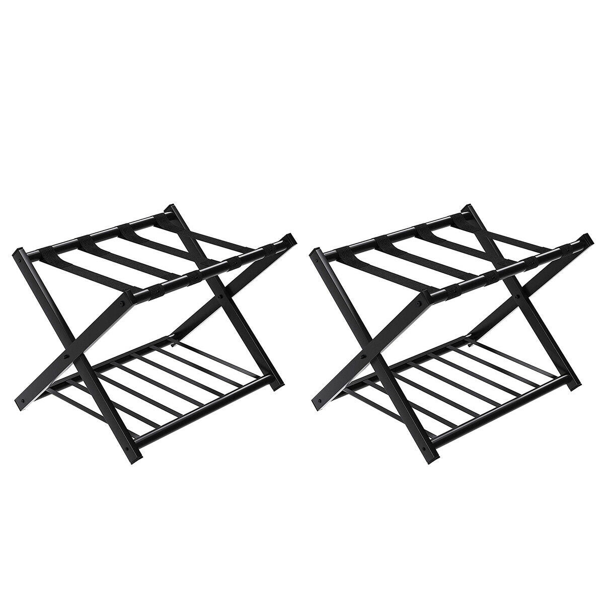 Set of 2 Folding Metal Luggage Rack SuitcaseÂ