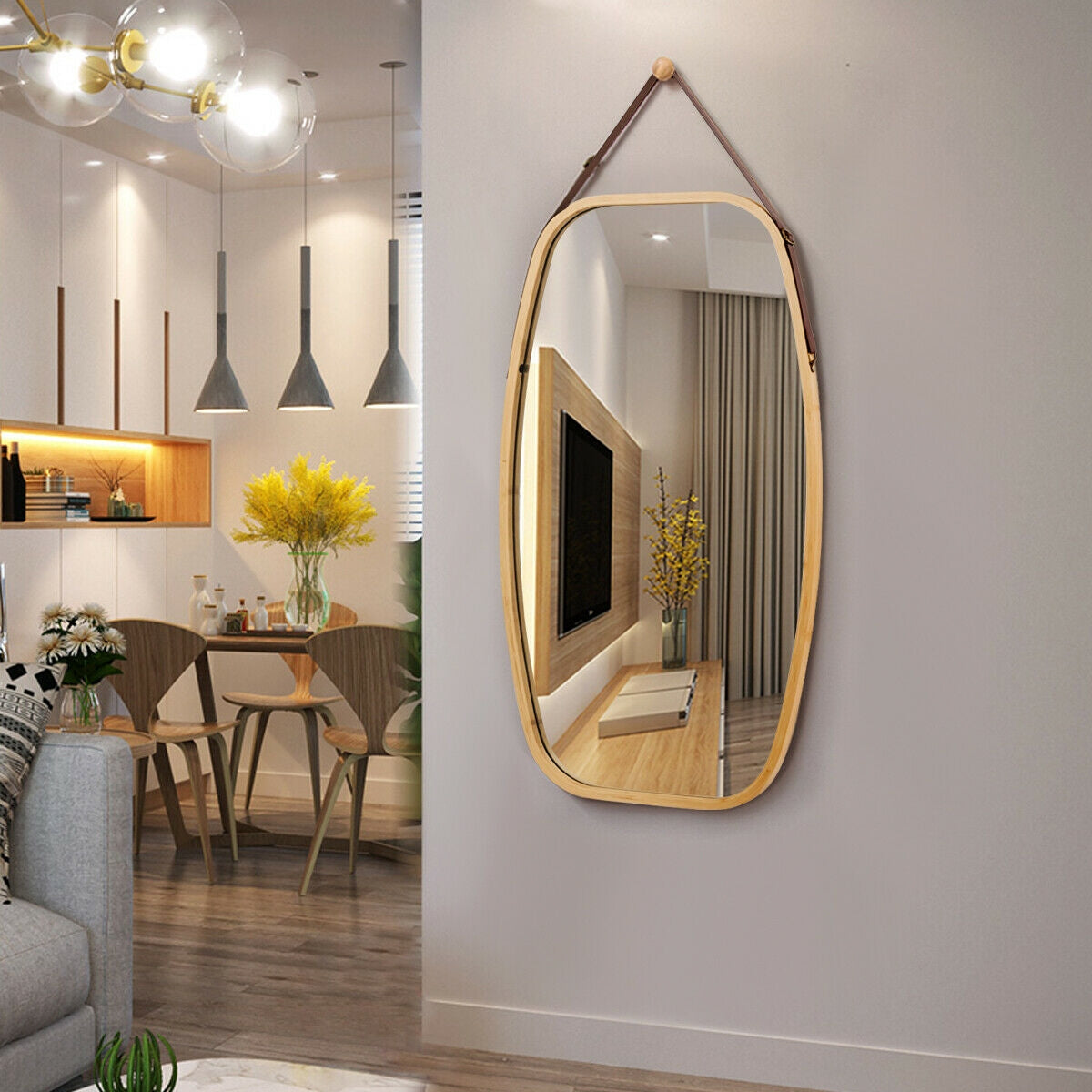 30 Inch Modern Rectangle Wall Hanging Framed MirrorÂ