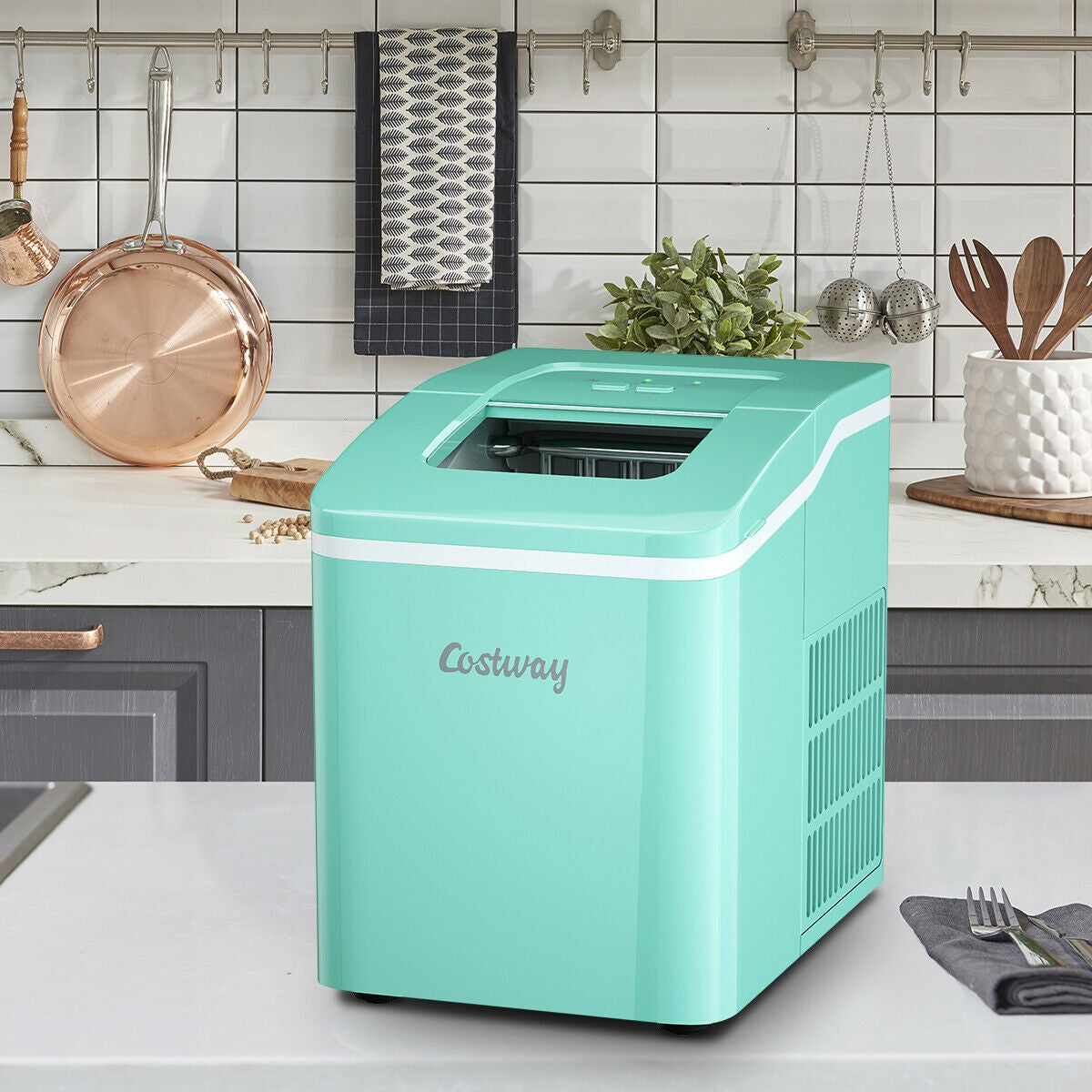 Portable Countertop Ice Maker Machine with Scoop-GreenÂ