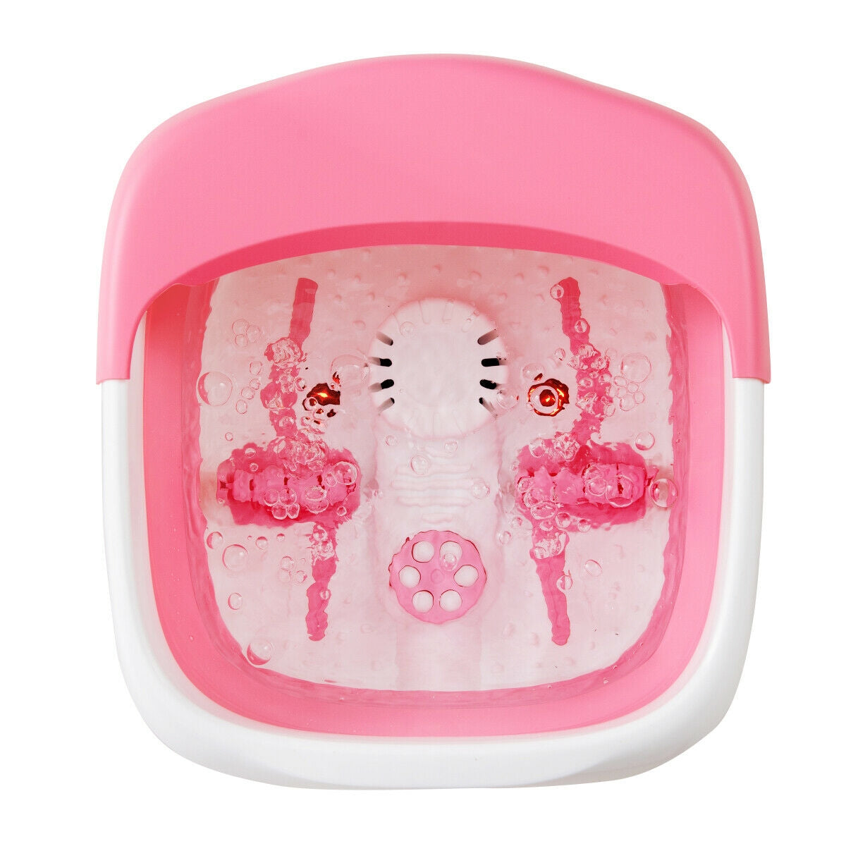 Foot Spa Bath Motorized Massager with Heat Red Light-PinkÂ