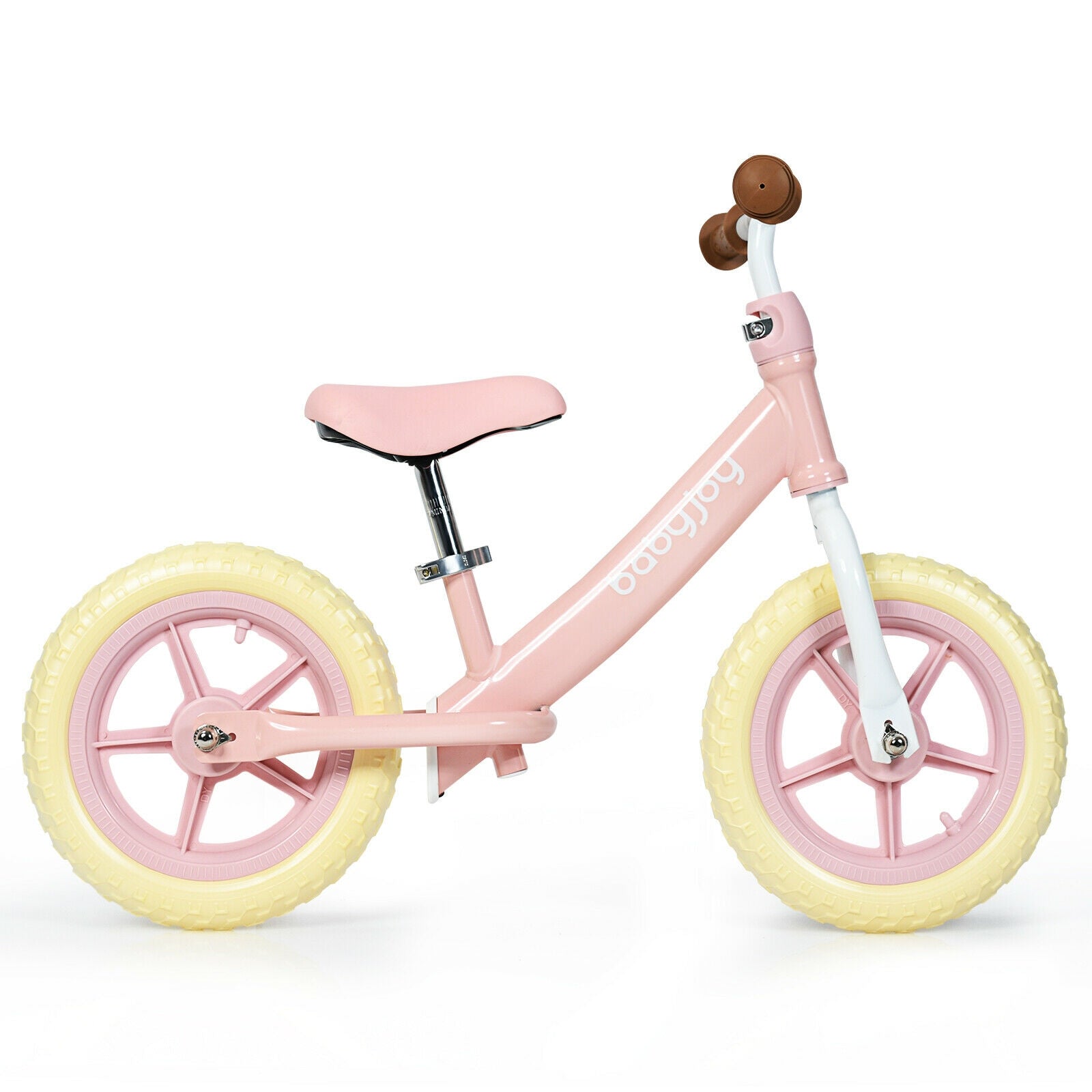 12 Inch Kids Balance No-Pedal Ride Pre Learn Bike with Adjustable Seat-PinkÂ