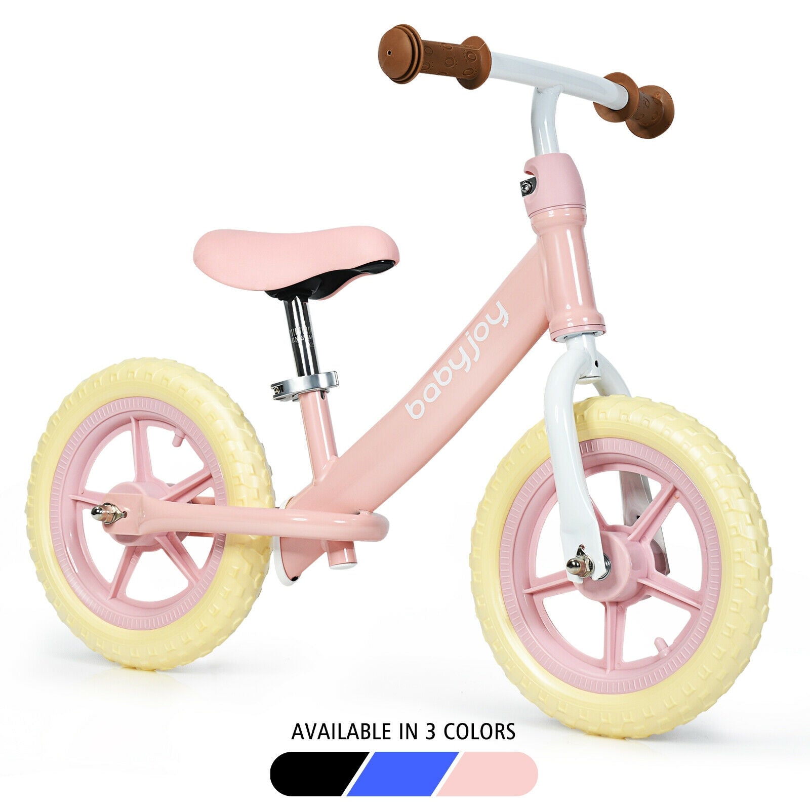 12 Inch Kids Balance No-Pedal Ride Pre Learn Bike with Adjustable Seat-PinkÂ