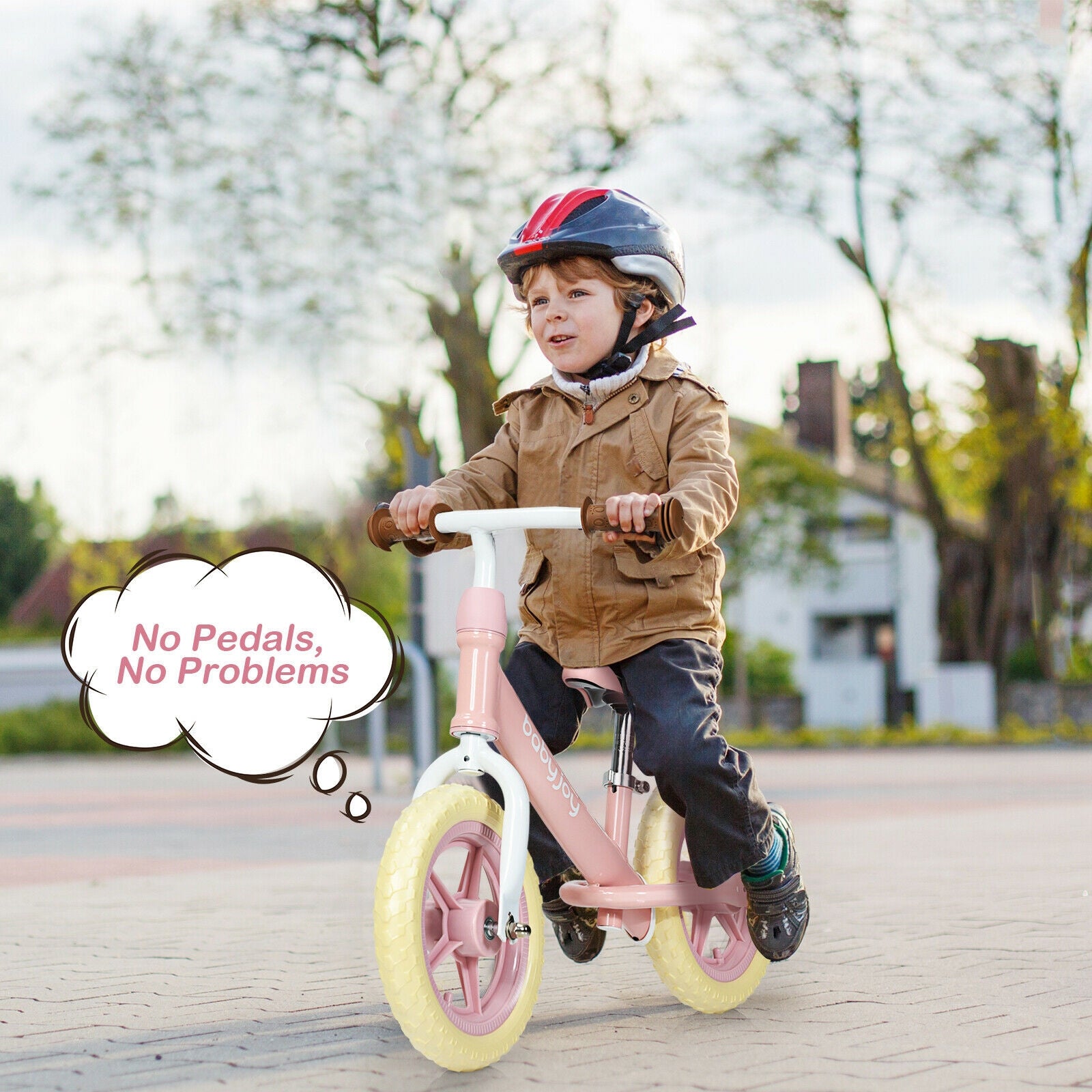 12 Inch Kids Balance No-Pedal Ride Pre Learn Bike with Adjustable Seat-PinkÂ