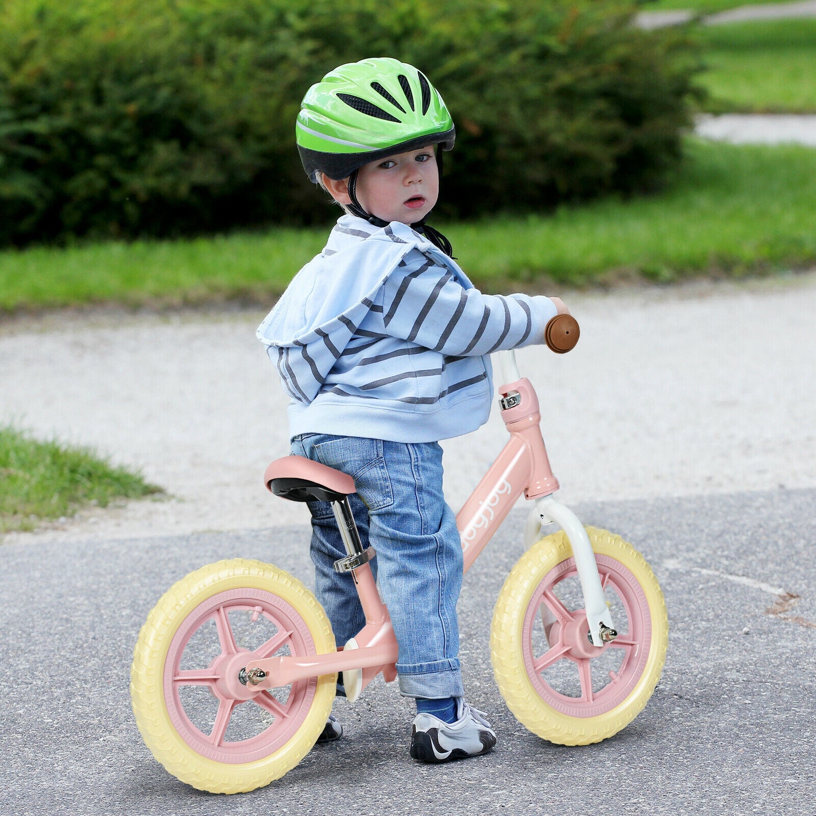 12 Inch Kids Balance No-Pedal Ride Pre Learn Bike with Adjustable Seat-PinkÂ
