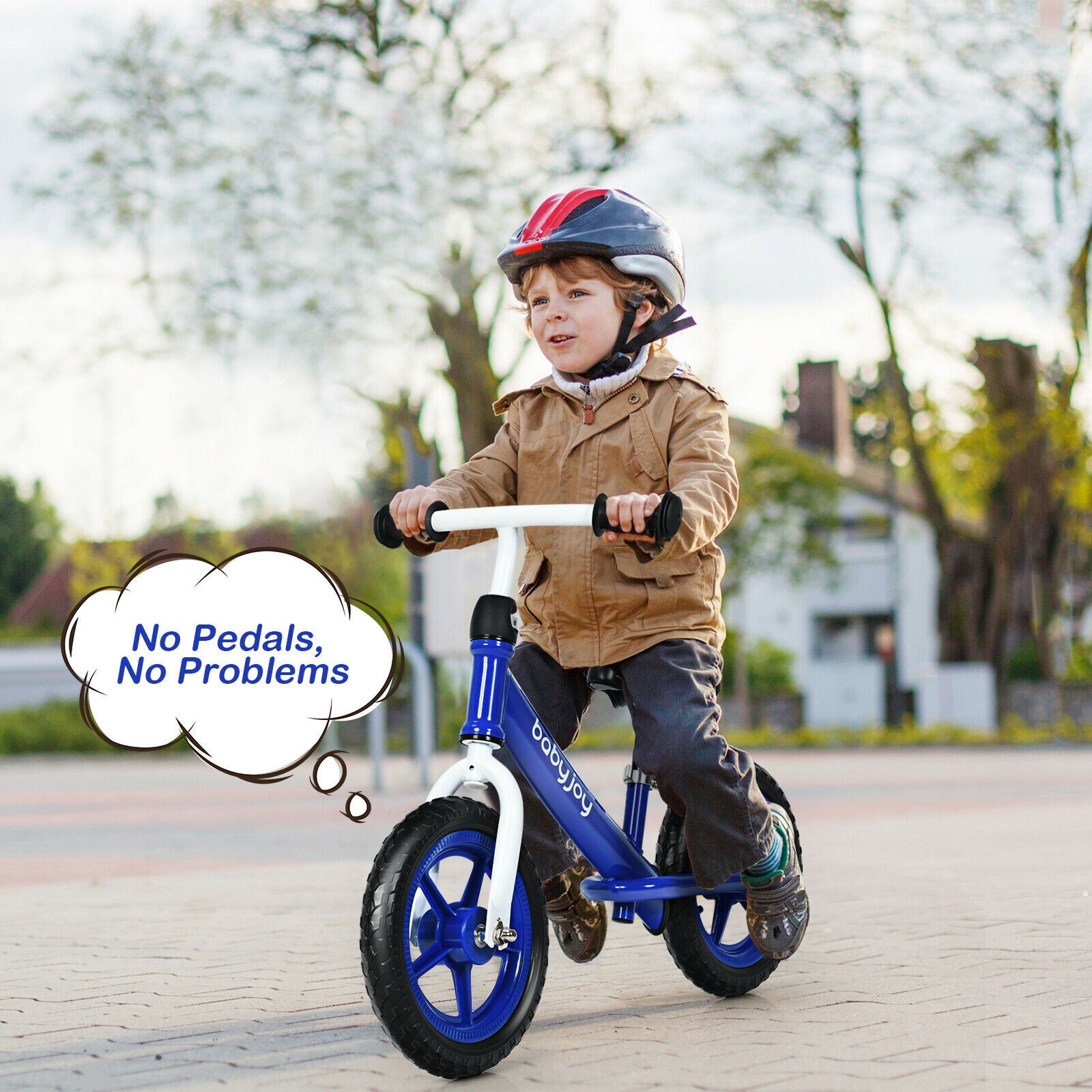 12 Inch Kids Balance No-Pedal Ride Pre Learn Bike with Adjustable Seat-BlueÂ
