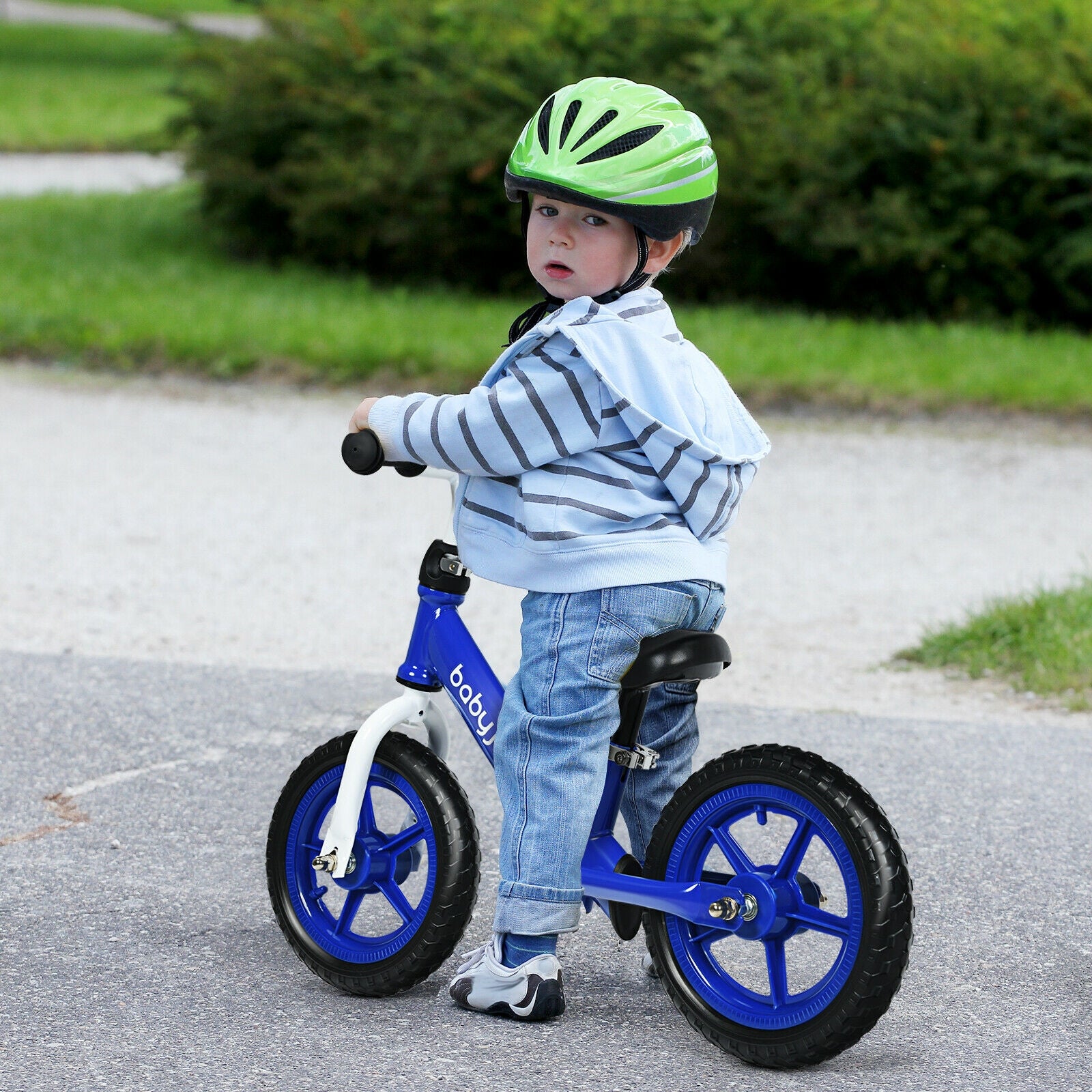 12 Inch Kids Balance No-Pedal Ride Pre Learn Bike with Adjustable Seat-BlueÂ
