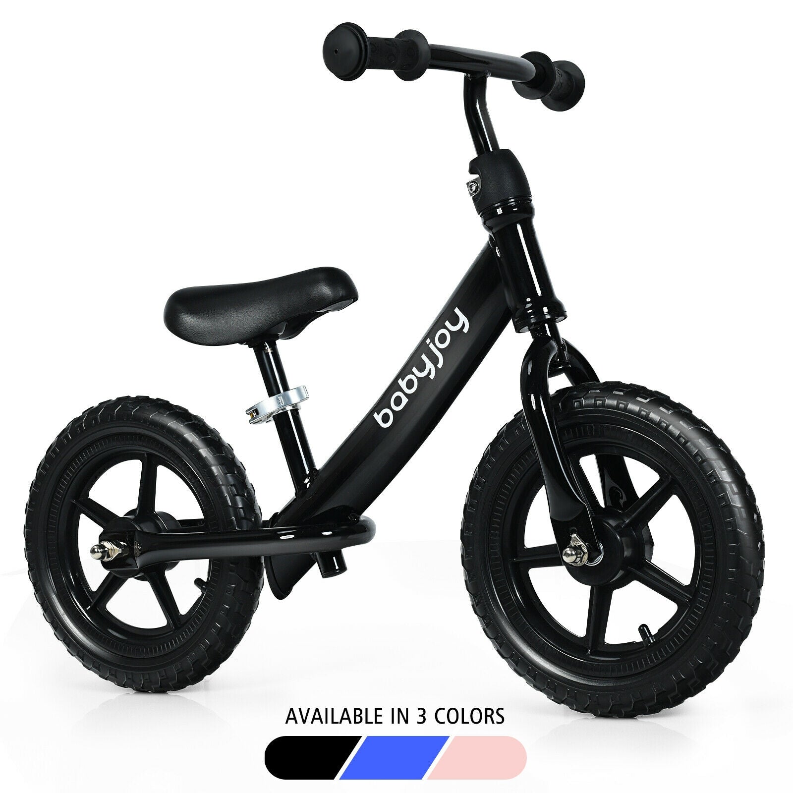 12 Inch Kids Balance No-Pedal Ride Pre Learn Bike with Adjustable Seat-BlackÂ