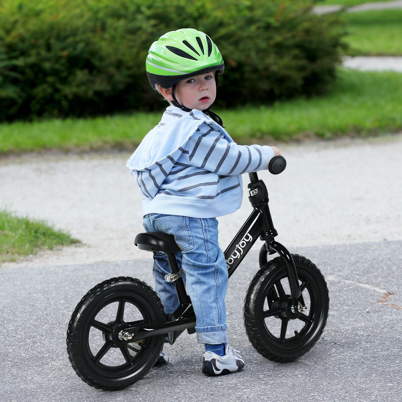 12 Inch Kids Balance No-Pedal Ride Pre Learn Bike with Adjustable Seat-BlackÂ