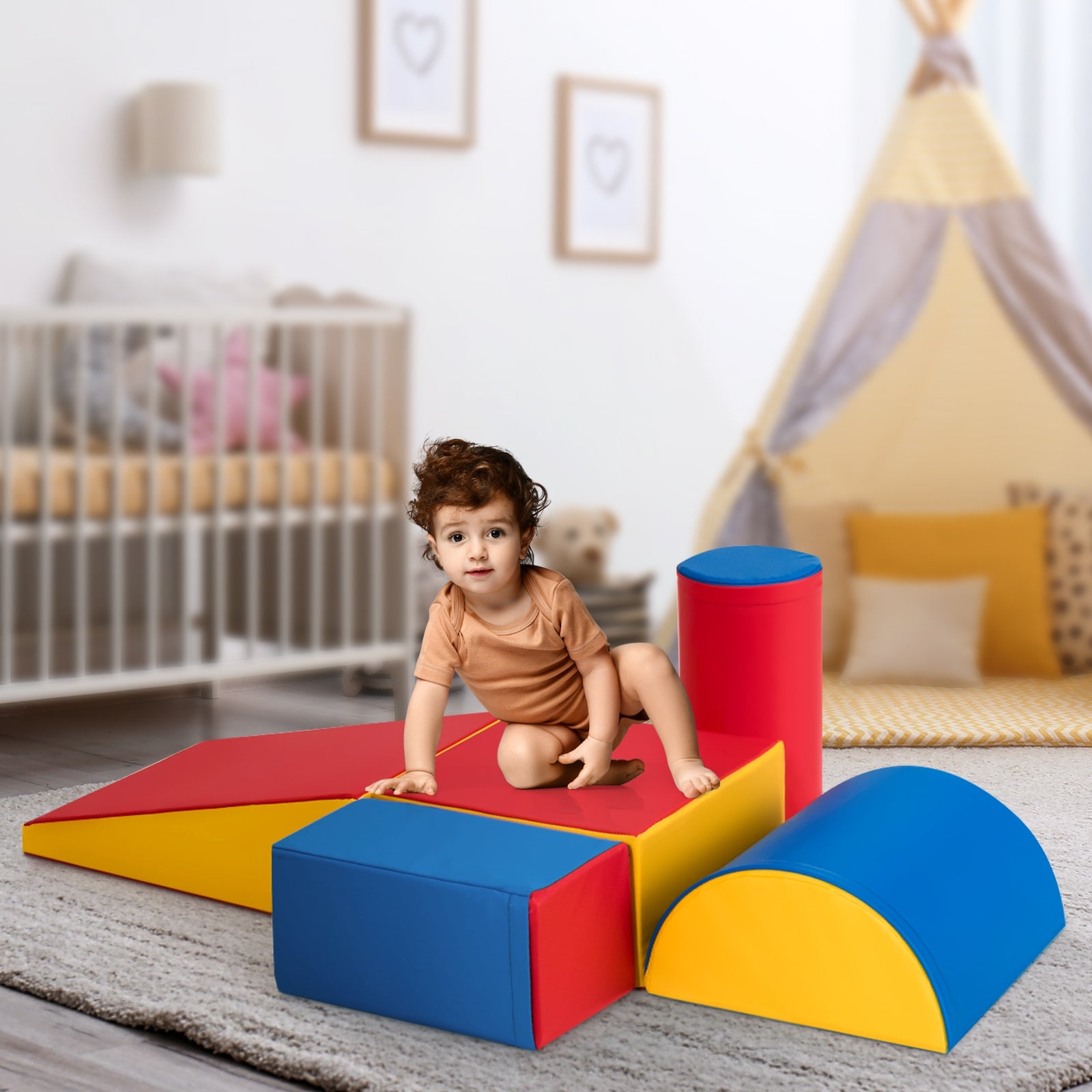 5-Piece Set Climb Activity Play Safe Foam Blocks-RedÂ