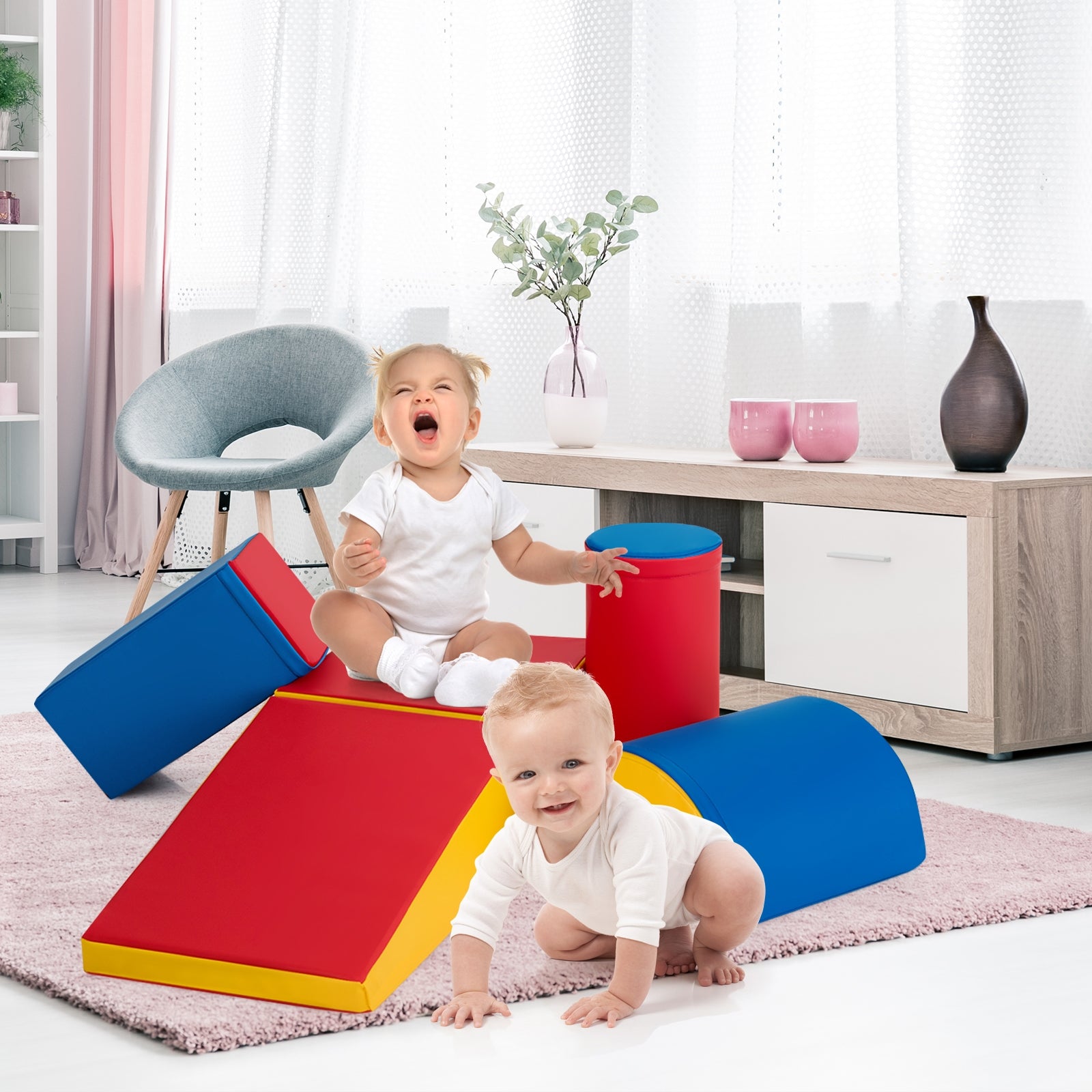 5-Piece Set Climb Activity Play Safe Foam Blocks-RedÂ