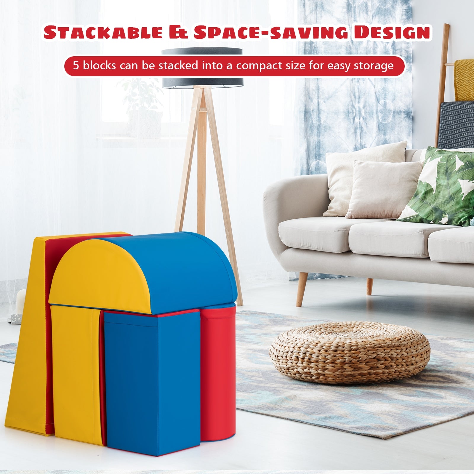 5-Piece Set Climb Activity Play Safe Foam Blocks-RedÂ