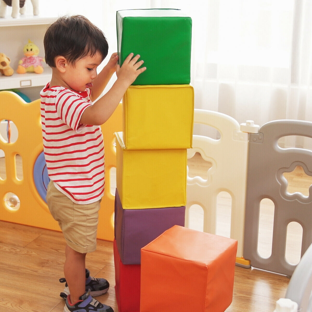 12 Pieces 5.5 Inch Soft Colorful Foam Building BlocksÂ