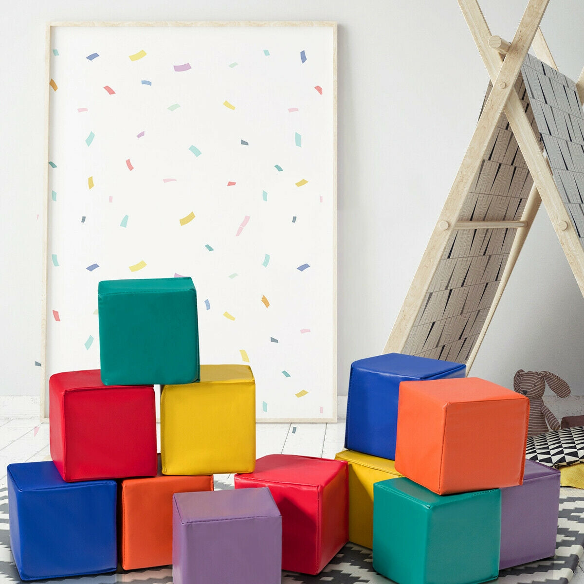 12 Pieces 5.5 Inch Soft Colorful Foam Building BlocksÂ