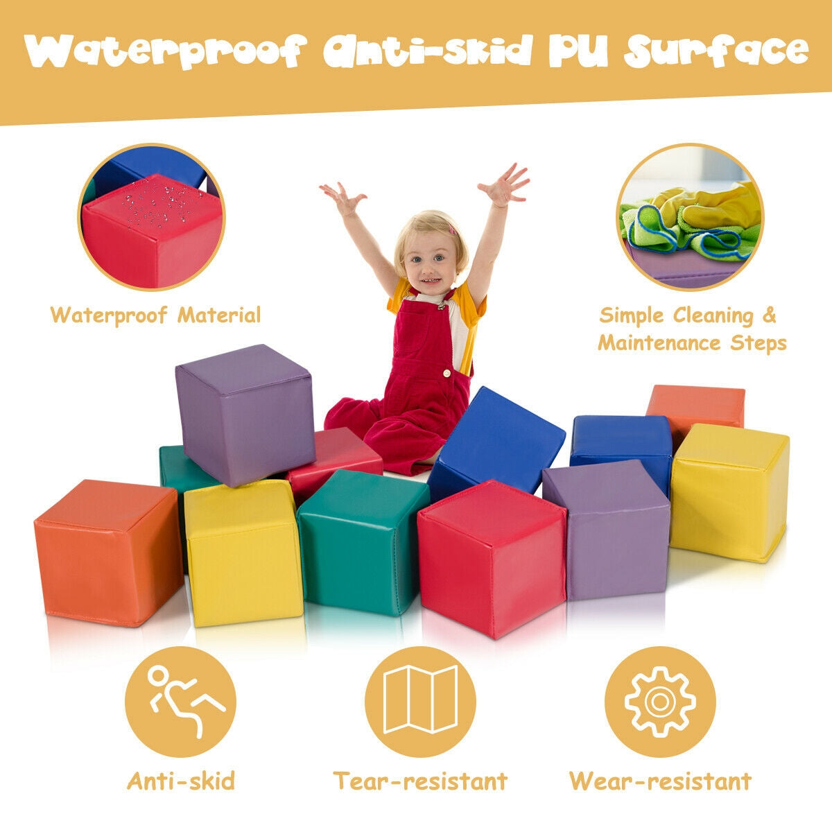 12 Pieces 5.5 Inch Soft Colorful Foam Building BlocksÂ